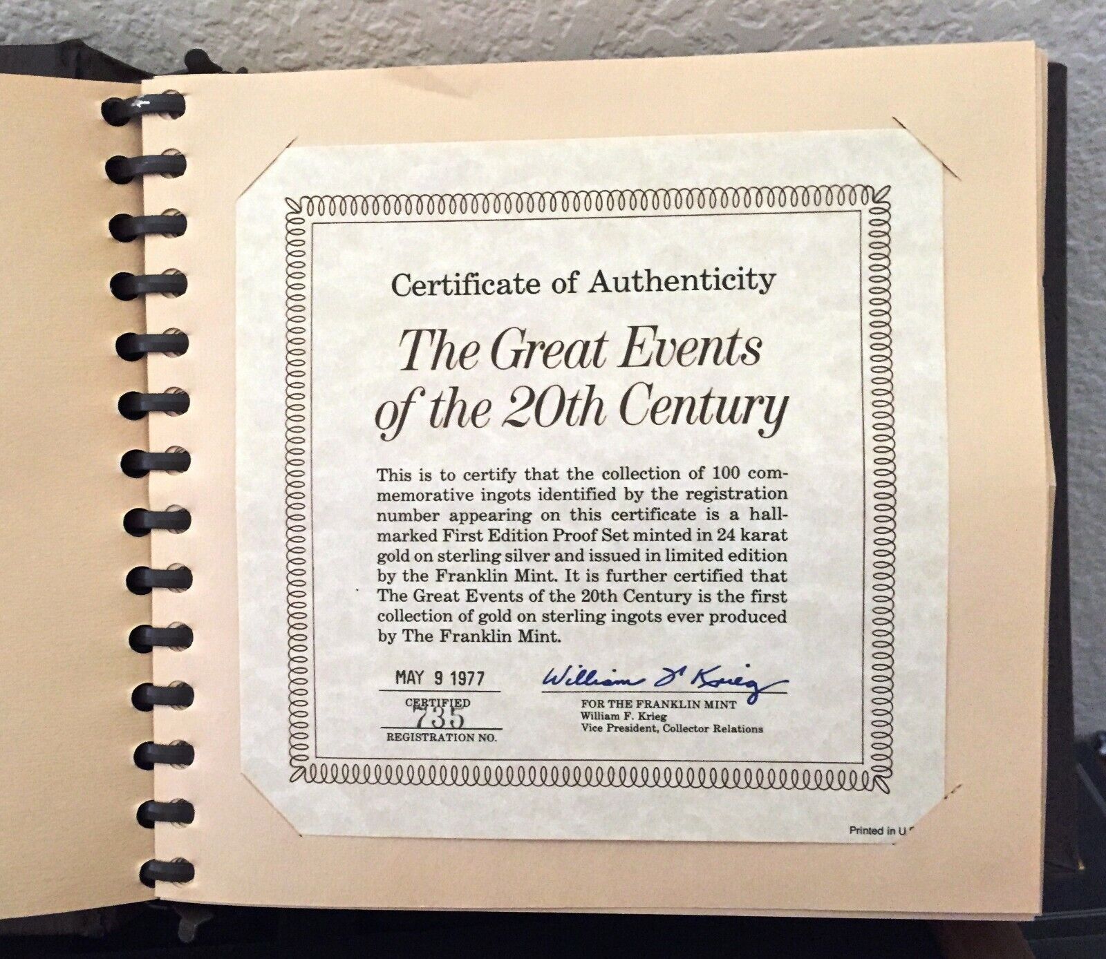 FRANKLIN MINT -THE GREAT EVENTS OF THE 20th CENTURY 