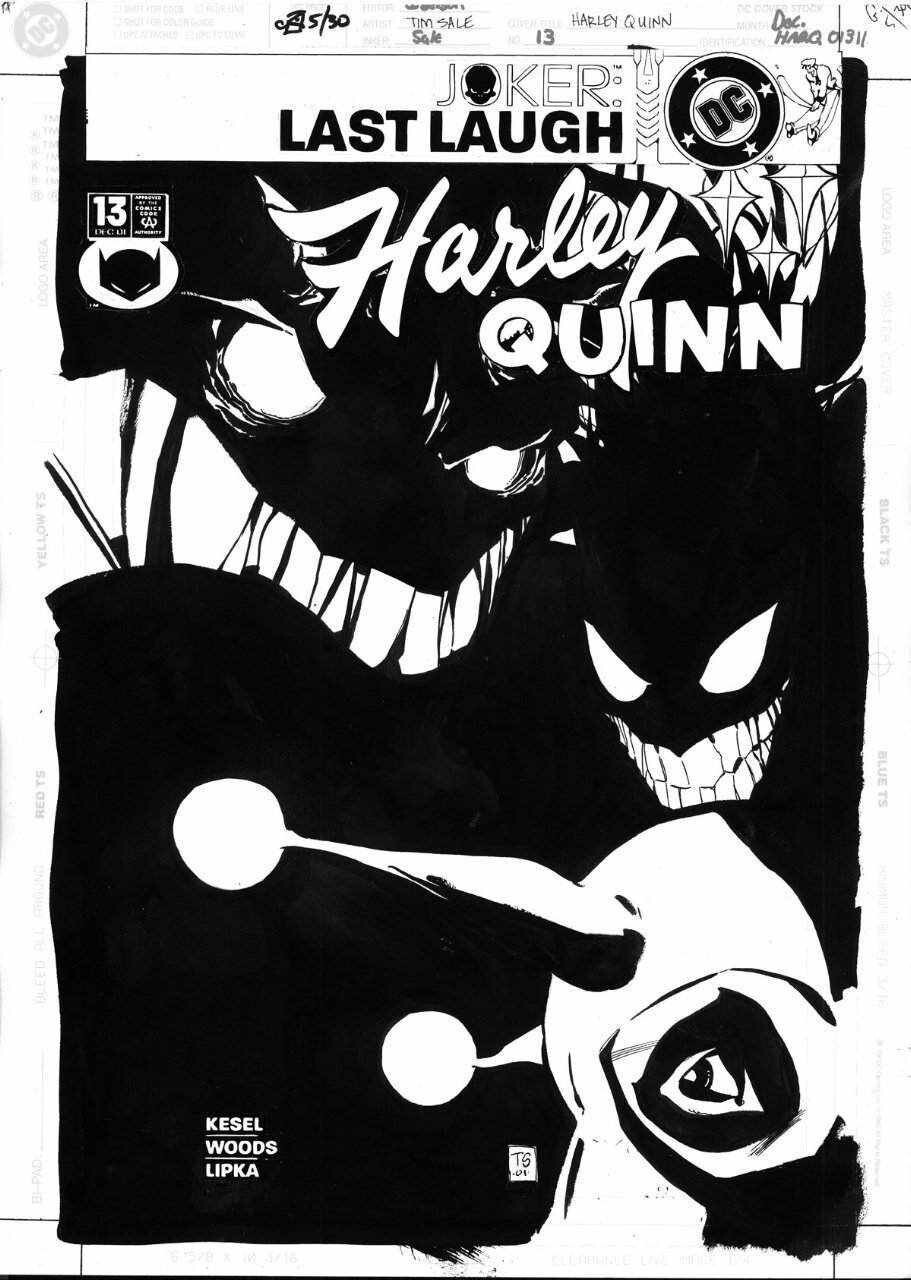 TIM SALE - Harley Quinn #13 cover,  Harley vs Joker monsters