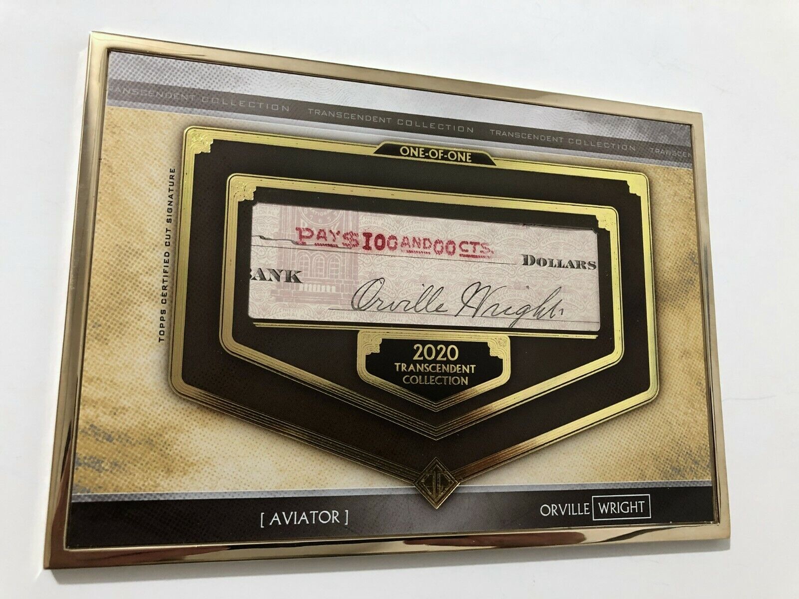 2020 Topps Transcendent Orville Wright Signed Auto 1/1 Oversized Cut Signature