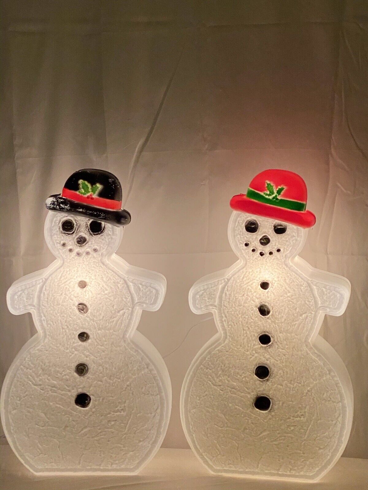 New Lighted Gingerbread Snowman Pair, Faux Pas, Union Prod. Holiday Blow Molds