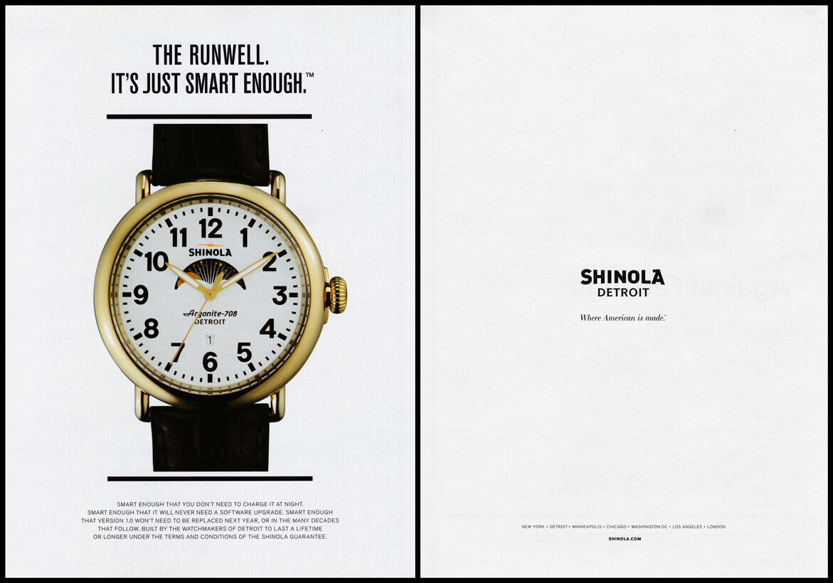 Shinola Runwell watch print ad  2015 - Just Smart Enough