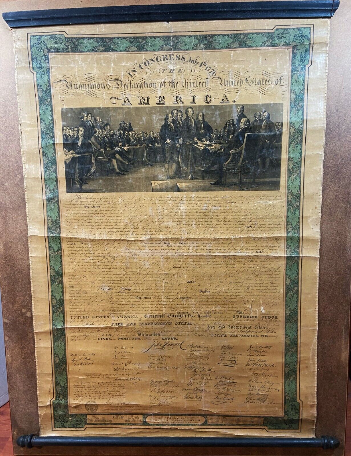 RARE - LG Scroll 1818 / 1860 Declaration of Independence Thayer Colton Tyler etc
