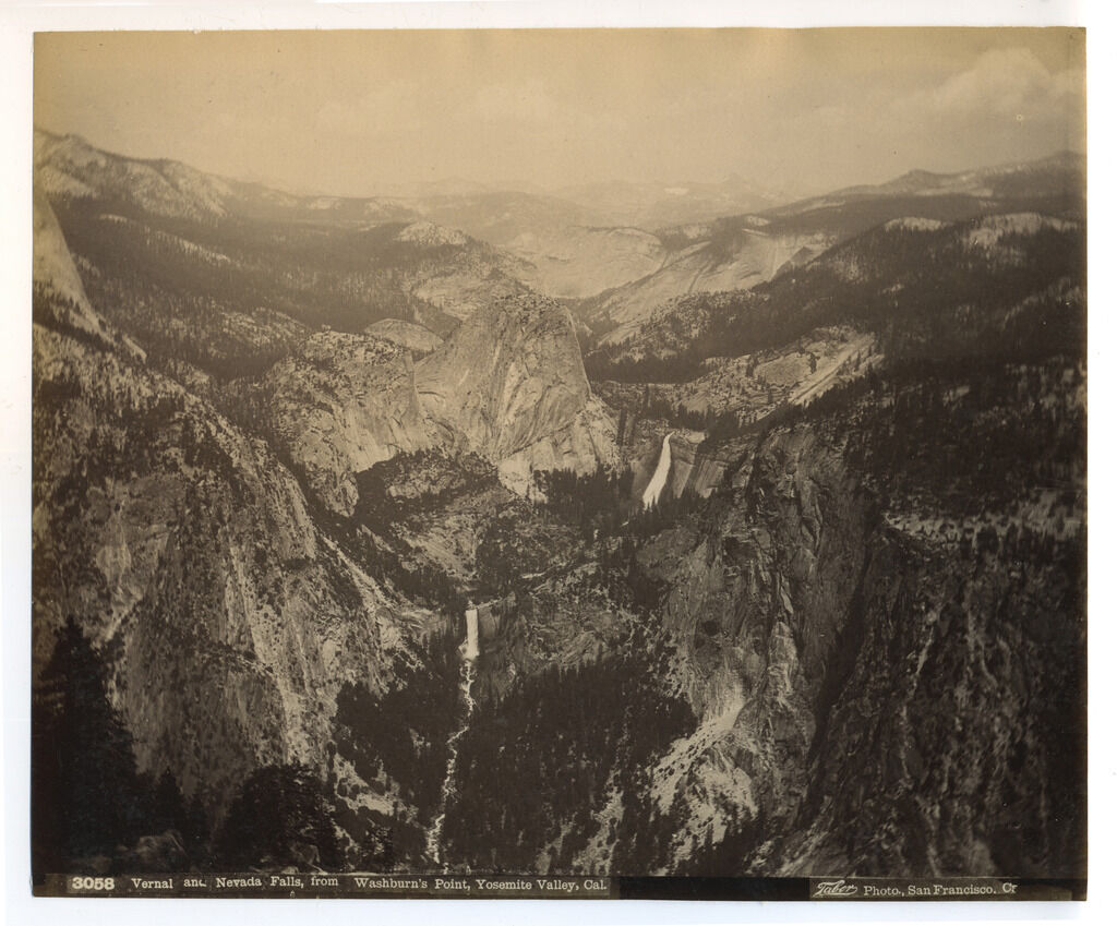 c1865 Albumen Vernal & Nevada Falls, Yosemite Valley, Carelton Watkins Taber