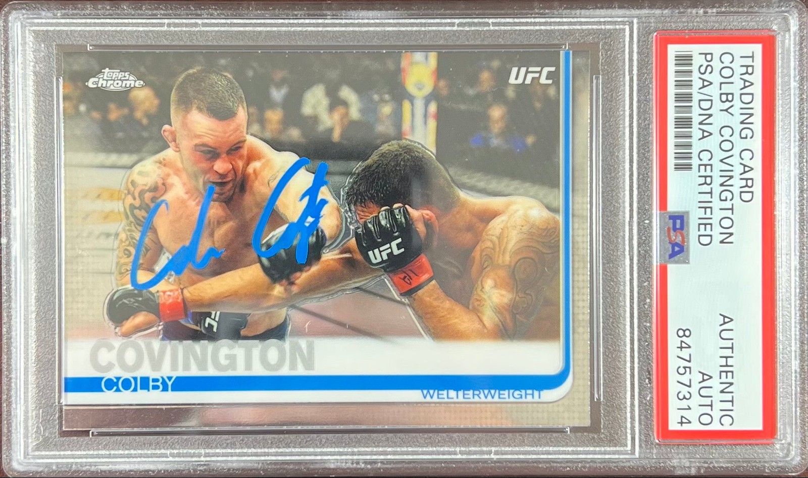 Colby Covington autographed 2019 Topps Chrome card #24 UFC PSA-Encapsulated Colby Covington autographed 2019 Topps Chrome card #24 UFC PSA-Encapsulated
