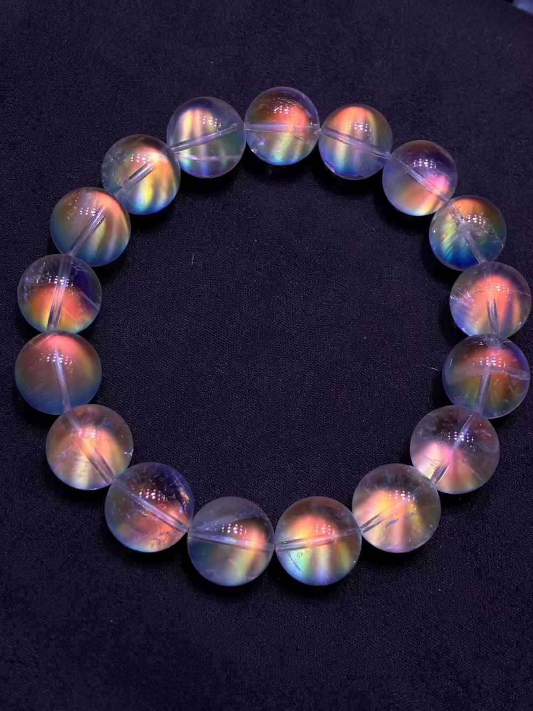 12MM Rare Top Natural Rainbow Moonstone Crystal Bracelet Quartz Reiki Healing 12MM Rare Top Natural Rainbow Moonstone Crystal Bracelet Quartz Reiki Healing