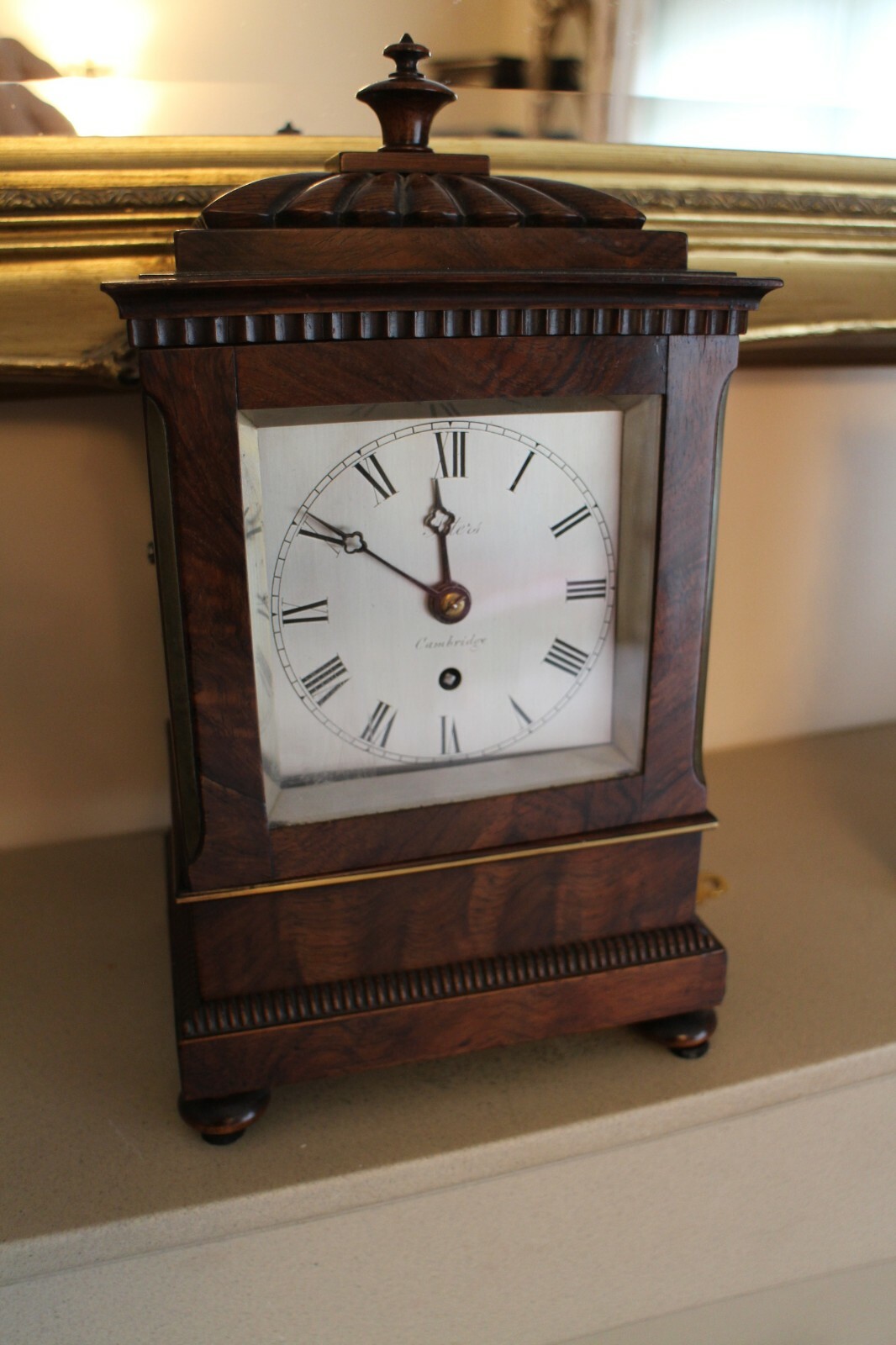 regency rosewood fusee silver dial library clock James Peters Cambridge 1830 regency rosewood fusee silver dial library clock James Peters Cambridge 1830