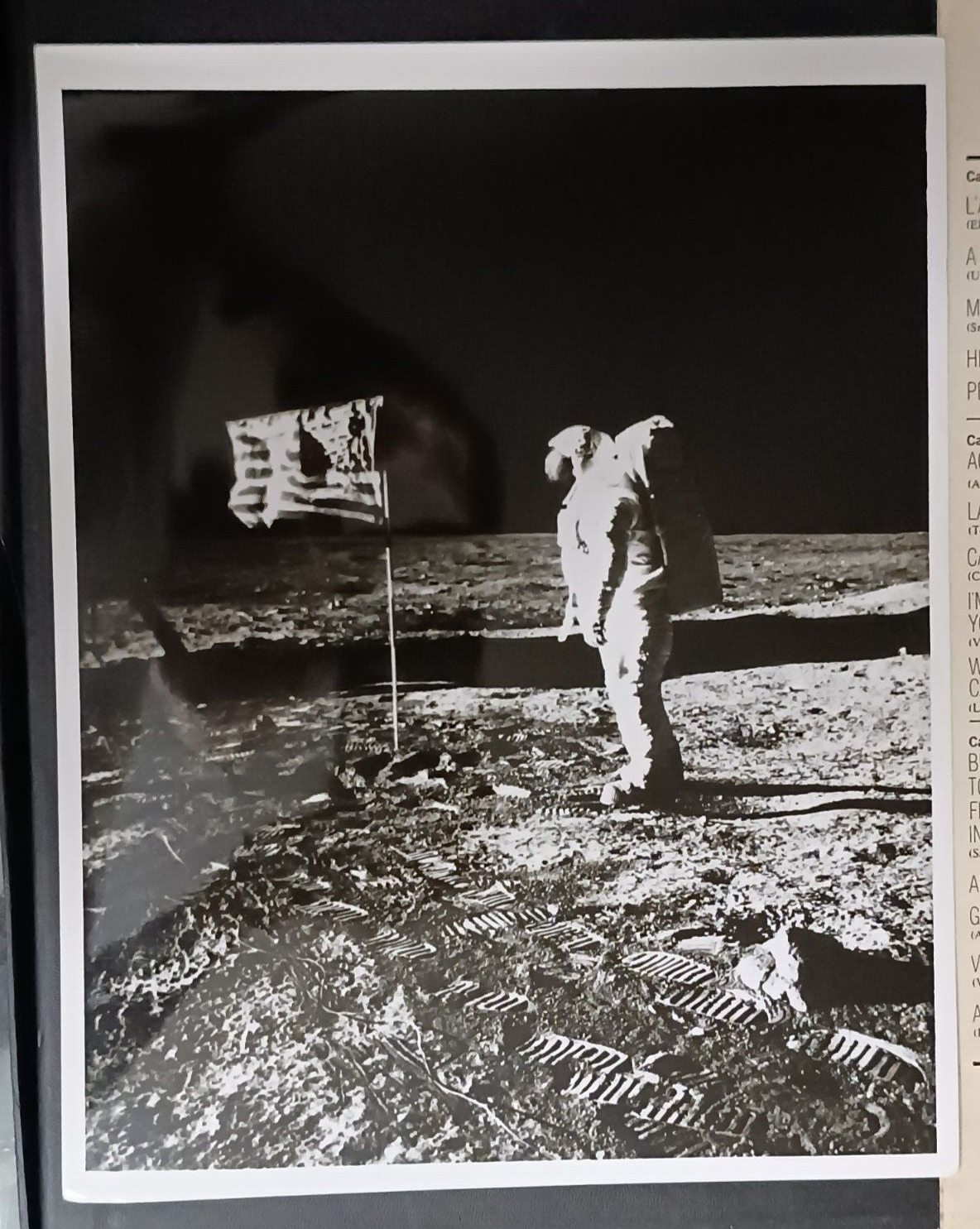 Original NASA Photo Aldrin Poses Beside The Deployed Flag U.S.A. Apollo II