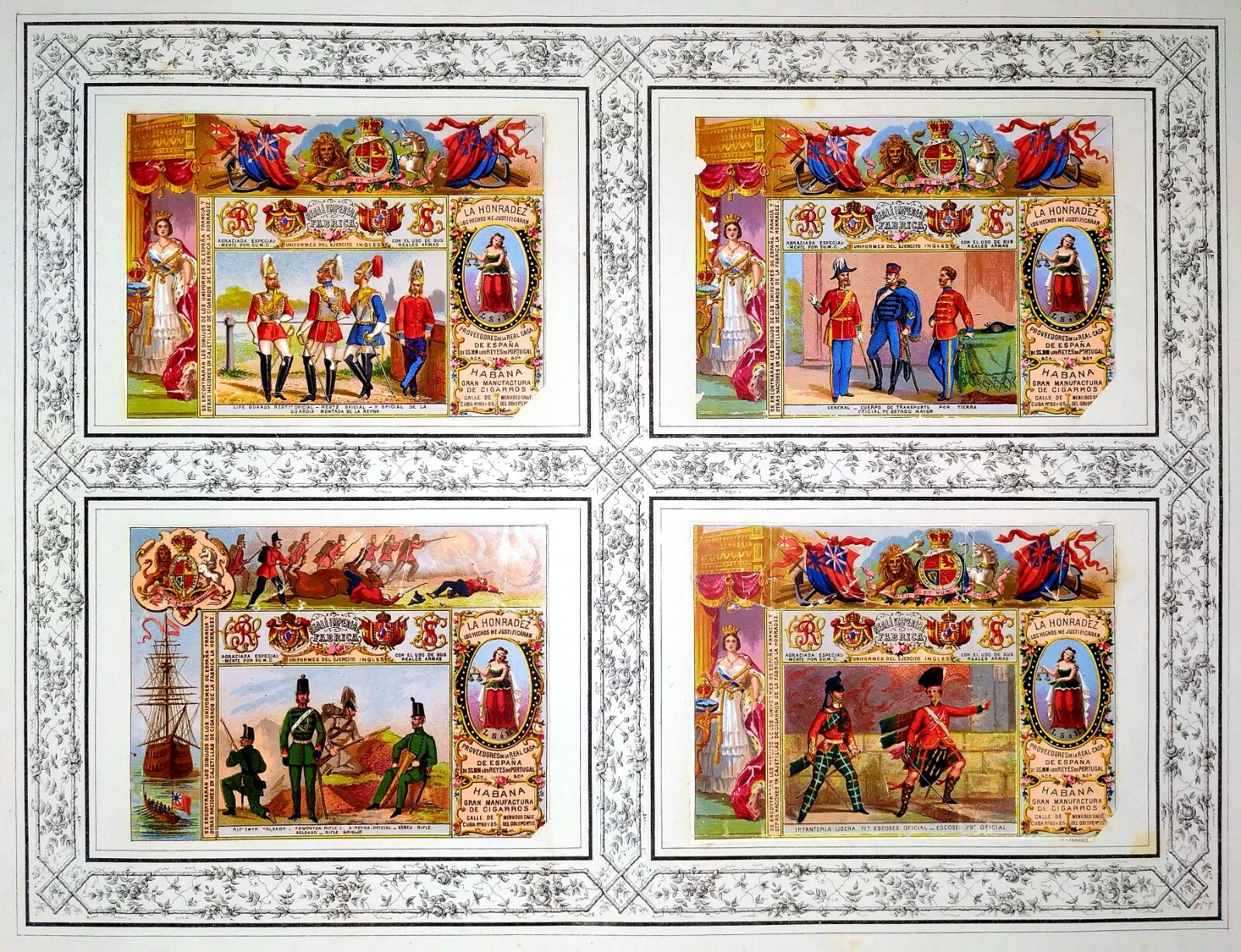 COLLECTION OF 40 TOBACCO LABELS - MARQUES. LA HONRADEZ. HAVANA. CUBA. XIXTH COLLECTION OF 40 TOBACCO LABELS - MARQUES. LA HONRADEZ. HAVANA. CUBA. XIXTH