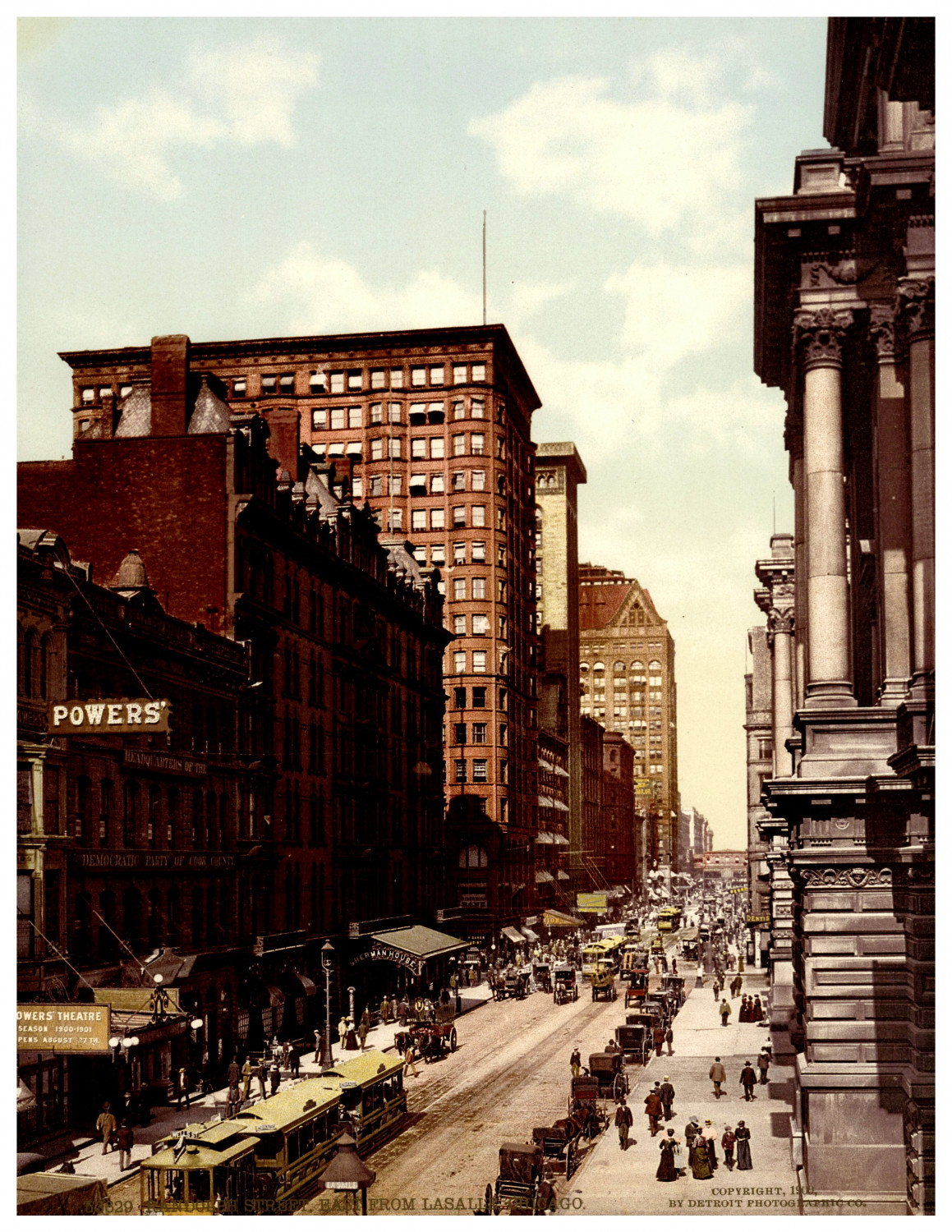 Illinois, Chicago, Randolph Street, East from Lasalle Vintage photochrom print b Illinois, Chicago, Randolph Street, East from Lasalle Vintage photochrom print b