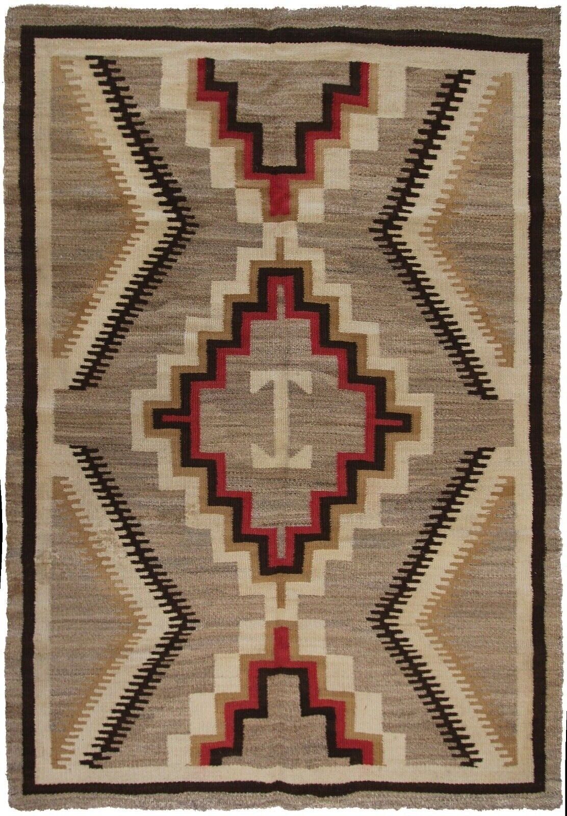 Navajo Rug Flat Woven Blanket 4x6 Tapestry 119cmx170cm Circa 1920 