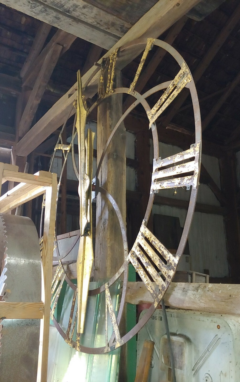 Large Antique French Clock Face, made before 1850, Over 7 Feet Tall