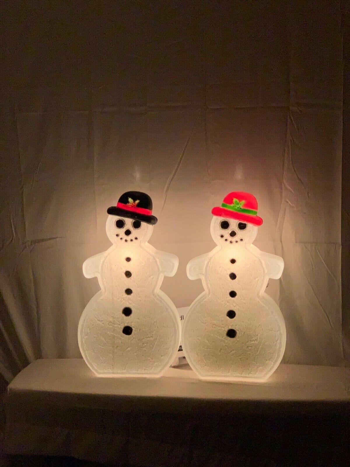 New Lighted Gingerbread Snowman Pair, Vintage Union Products Holiday Blow Molds
