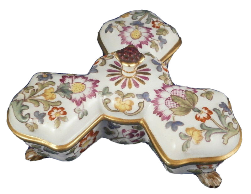Antique 18thC Doccia Porcelain Triple Spice Box Porzellan Schale Italian Italy Antique 18thC Doccia Porcelain Triple Spice Box Porzellan Schale Italian Italy