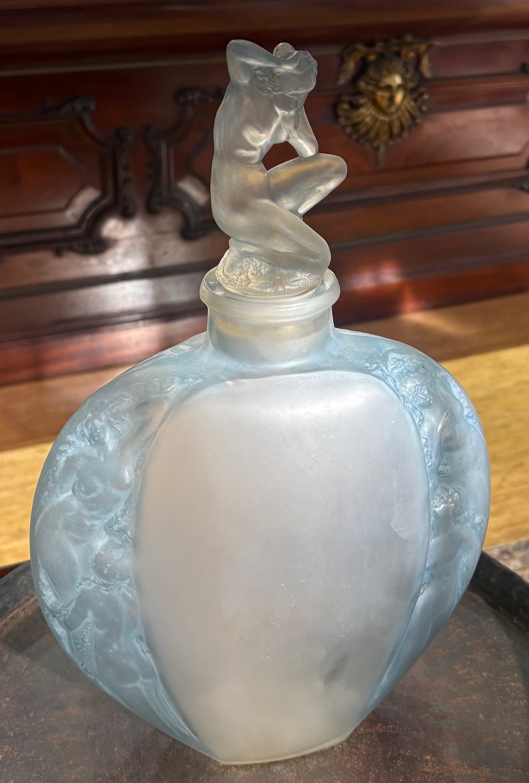 René Lalique Sirènes Vase No.883 Blue Patina Frosted Glass c1920 35cm René Lalique Sirènes Vase No.883 Blue Patina Frosted Glass c1920 35cm
