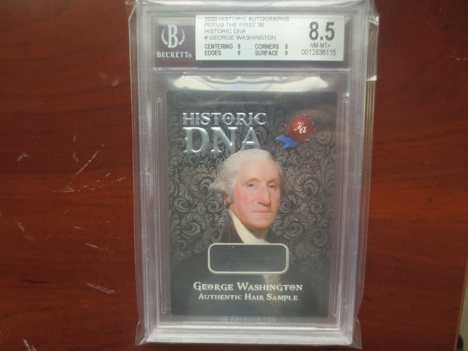 President George Washington 2020 Historic Autographs POTUS DNA Hair Card BGS 8.5