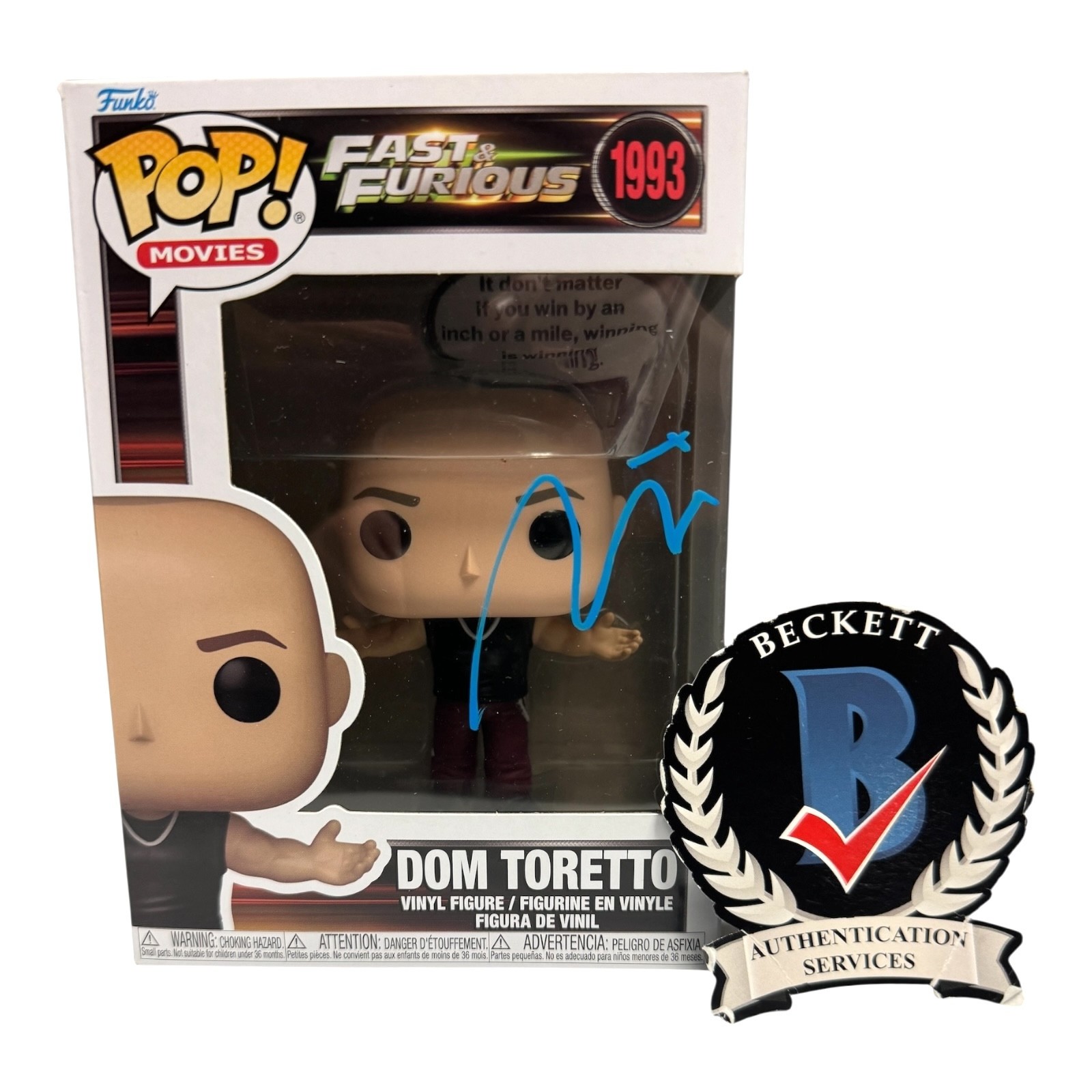 Vin Diesel Signed Autograph Fast & Furious Funko Pop 1993 BAS Beckett Dom Vin Diesel Signed Autograph Fast & Furious Funko Pop 1993 BAS Beckett Dom
