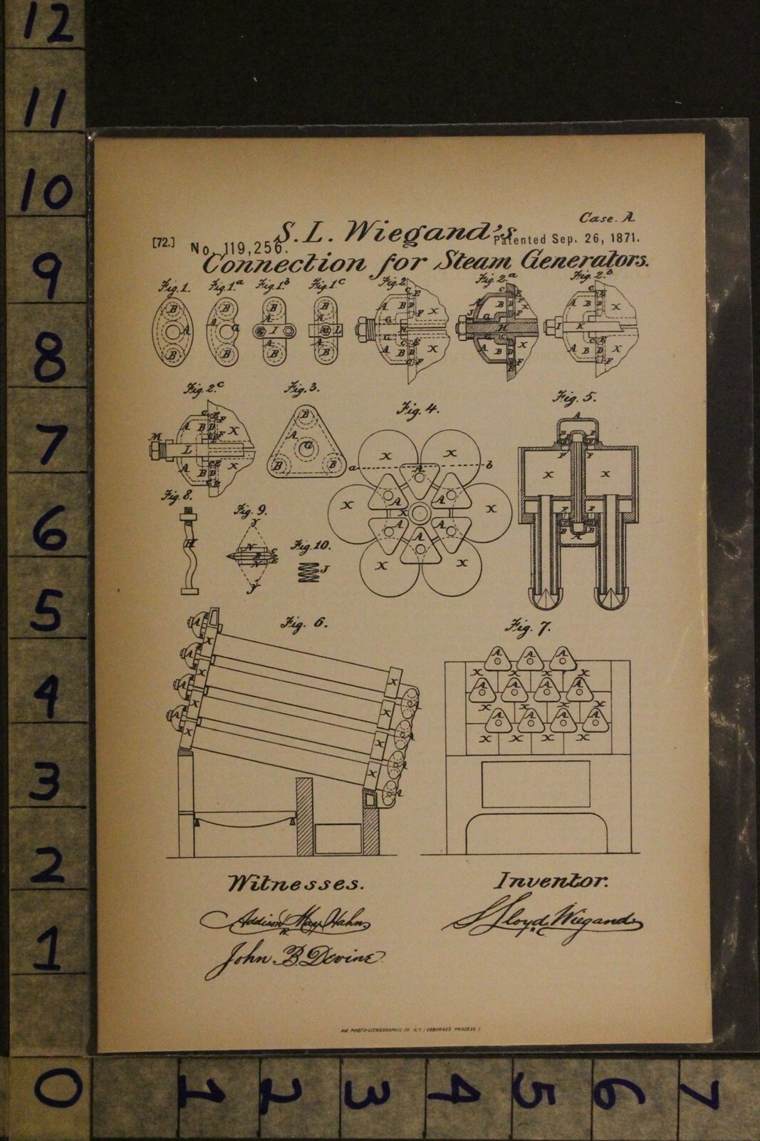 1871 PATENT+LITHO WIEGAND PHILADEPHIA STEAM GENERATOR BOILER FURNACE PATA69 1871 PATENT+LITHO WIEGAND PHILADEPHIA STEAM GENERATOR BOILER FURNACE PATA69