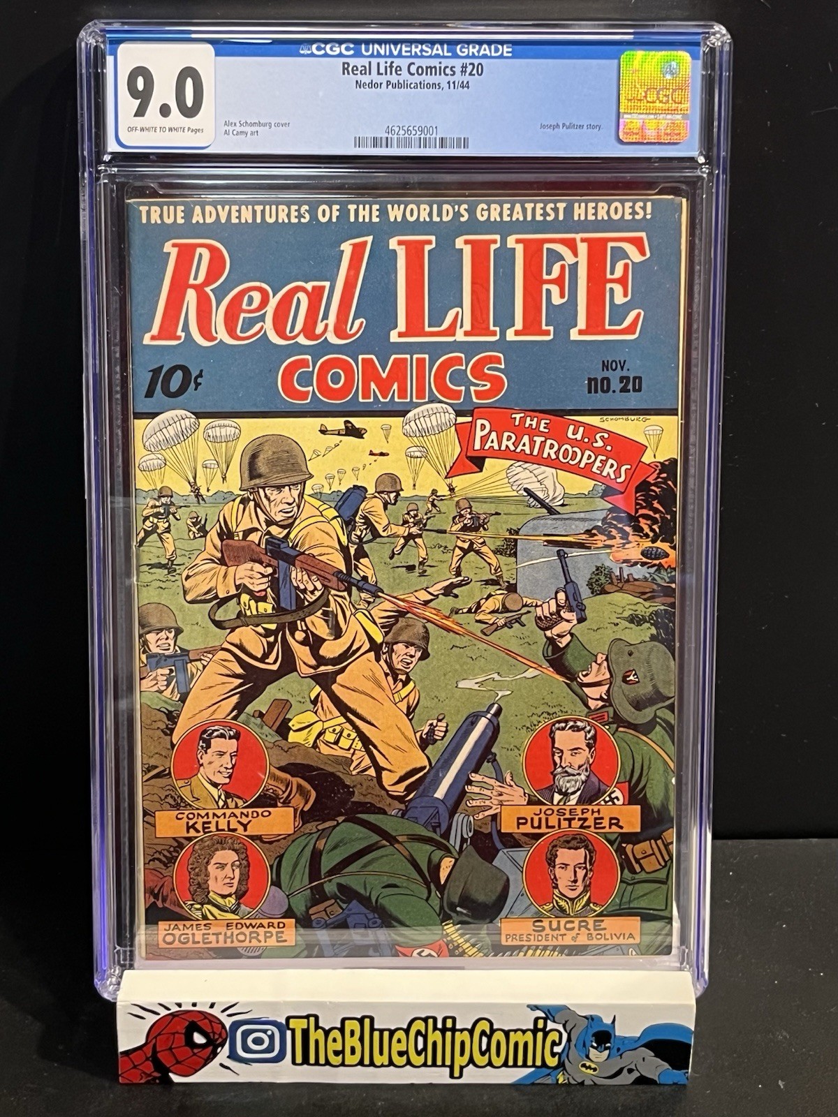 Real Life Comics #20 - CGC 9.0 - 1944 Nedor Publications - WWII Cover Real Life Comics #20 - CGC 9.0 - 1944 Nedor Publications - WWII Cover