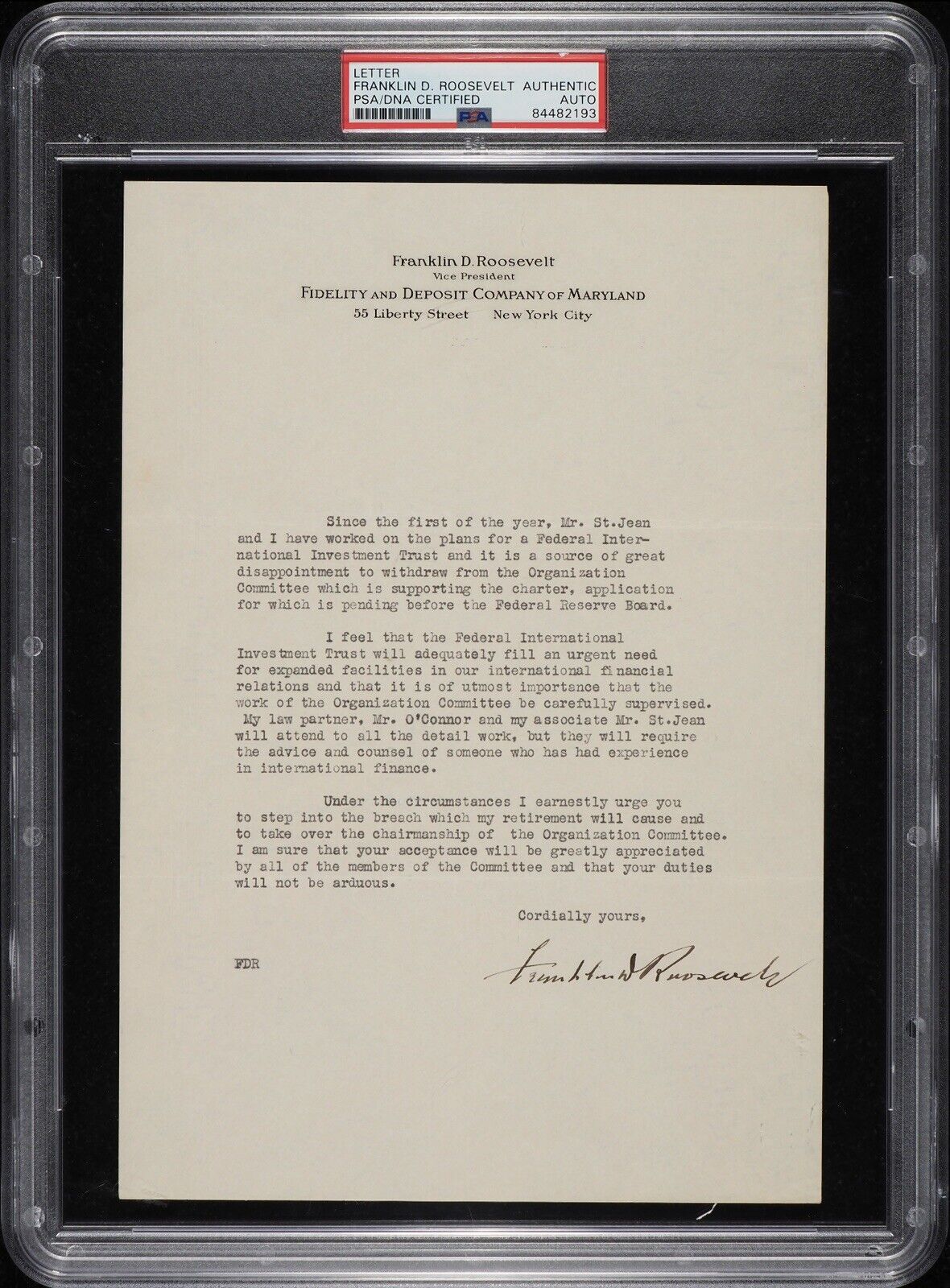 Franklin D. Roosevelt Signed Autographed Letter AUTO PSA/DNA AUTH 32nd President