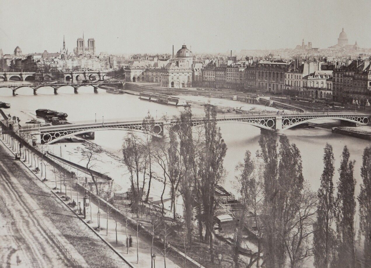 C1865 Attr. charles soulier paris view of the seine from the louvre albumen print
