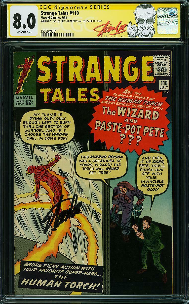 Strange Tales #110 CGC 8.0 1963 Stan Lee Signature 1st Doctor Strange M9 151 cm