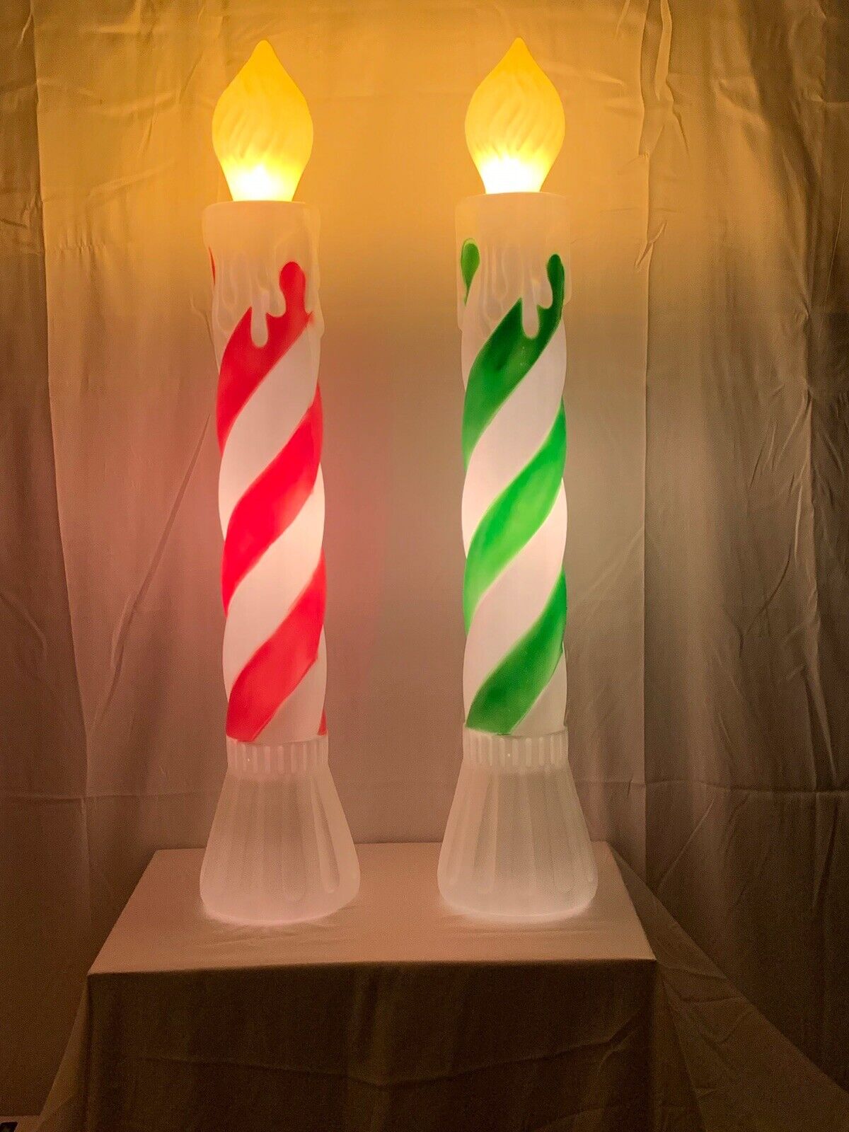New Lighted Red / Green & White 36” Candle, Union Prod. Holiday Blow Molds