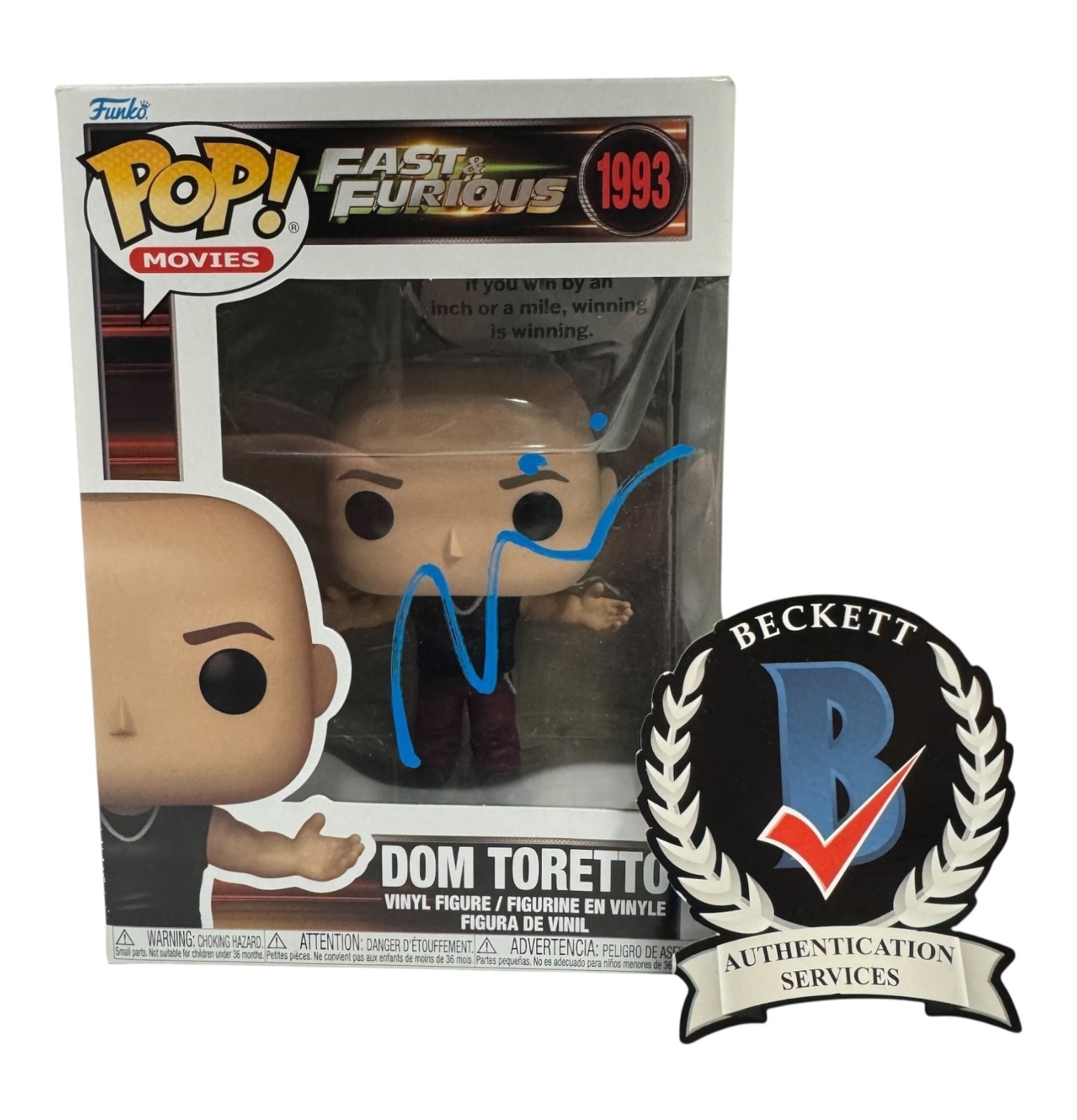 Vin Diesel Signed Autograph Fast & Furious Funko Pop 1993 BAS Beckett Dom Vin Diesel Signed Autograph Fast & Furious Funko Pop 1993 BAS Beckett Dom