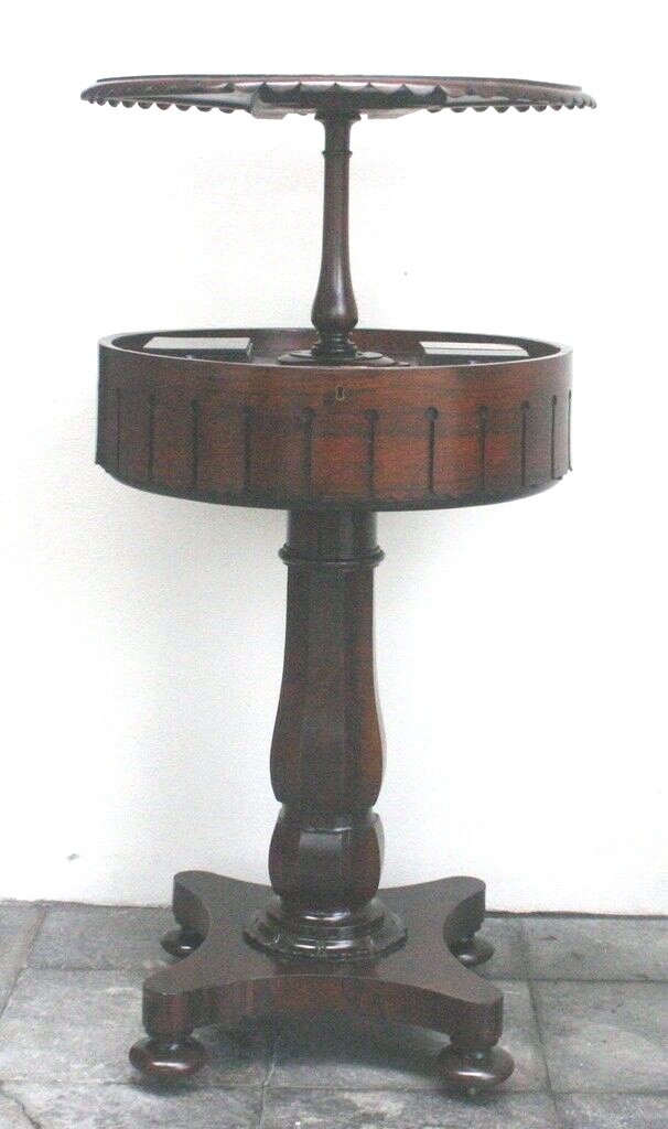 IMPORTANT 1820's Regency Rosewood English Teapoy With Spring Assisted Mechanism 