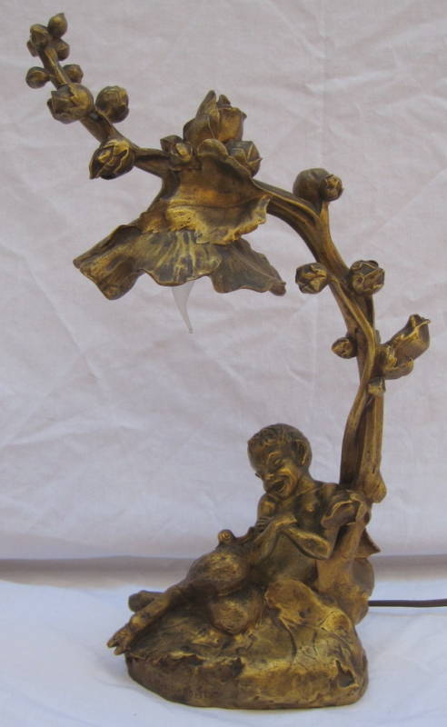 MAGNIFICENT 1900 FRENCH ART NOUVEAU BRONZE LAMP BY RAOUL LARCHE 'must see'