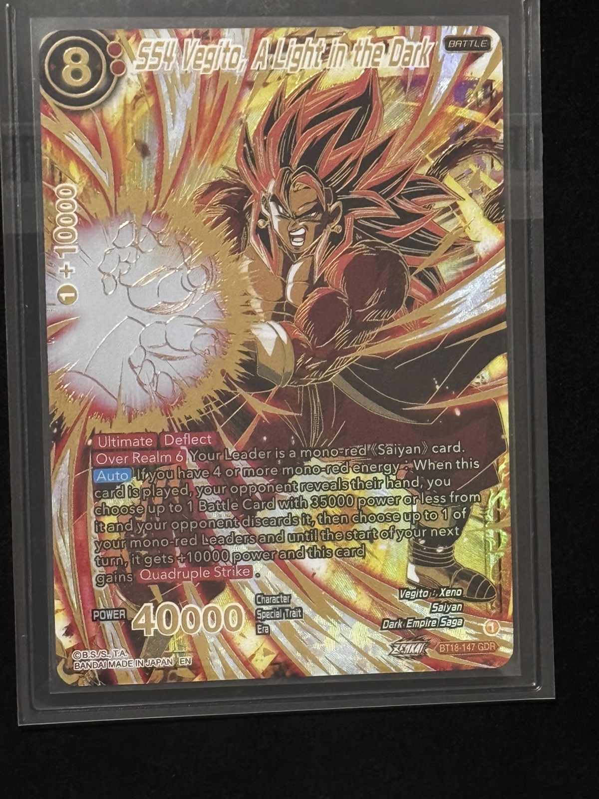 Dragon Ball B31 - SS4 Vegito, A Light in the Dark GOD RARE BT18-147 *BRAND NEW* Dragon Ball B31 - SS4 Vegito, A Light in the Dark GOD RARE BT18-147 *BRAND NEW*