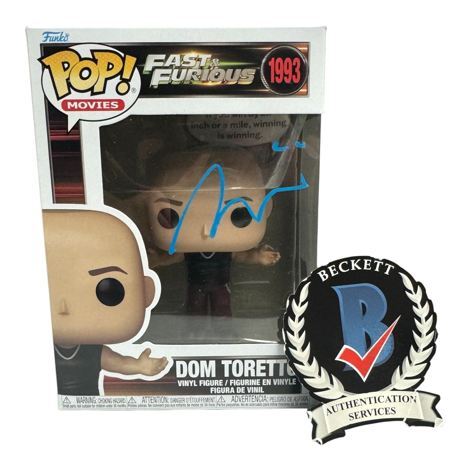 Vin Diesel Signed Autograph Fast & Furious Funko Pop 1993 BAS Beckett Dom Vin Diesel Signed Autograph Fast & Furious Funko Pop 1993 BAS Beckett Dom