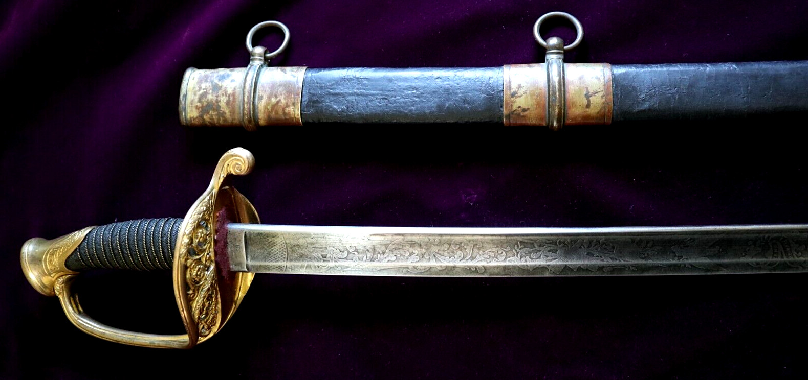 CIVIL WAR AMES M 1850 FOOT OFFICER SWORD DATED & INSPECTED IN 1850 1 OF 100 MADE