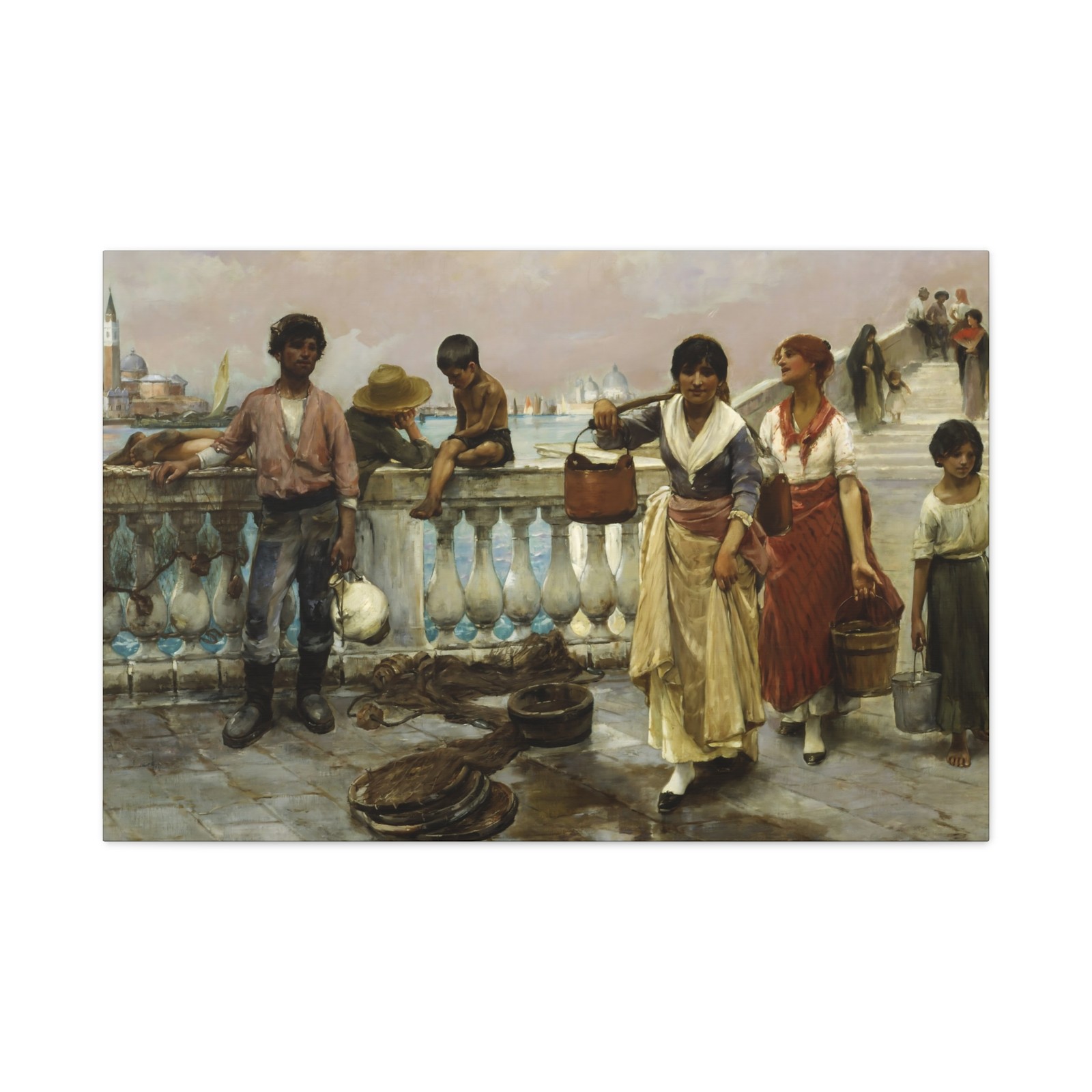 Frank Duveneck - Water Carriers, Venice - 1884 - Canvas Wall Art Frank Duveneck - Water Carriers, Venice - 1884 - Canvas Wall Art