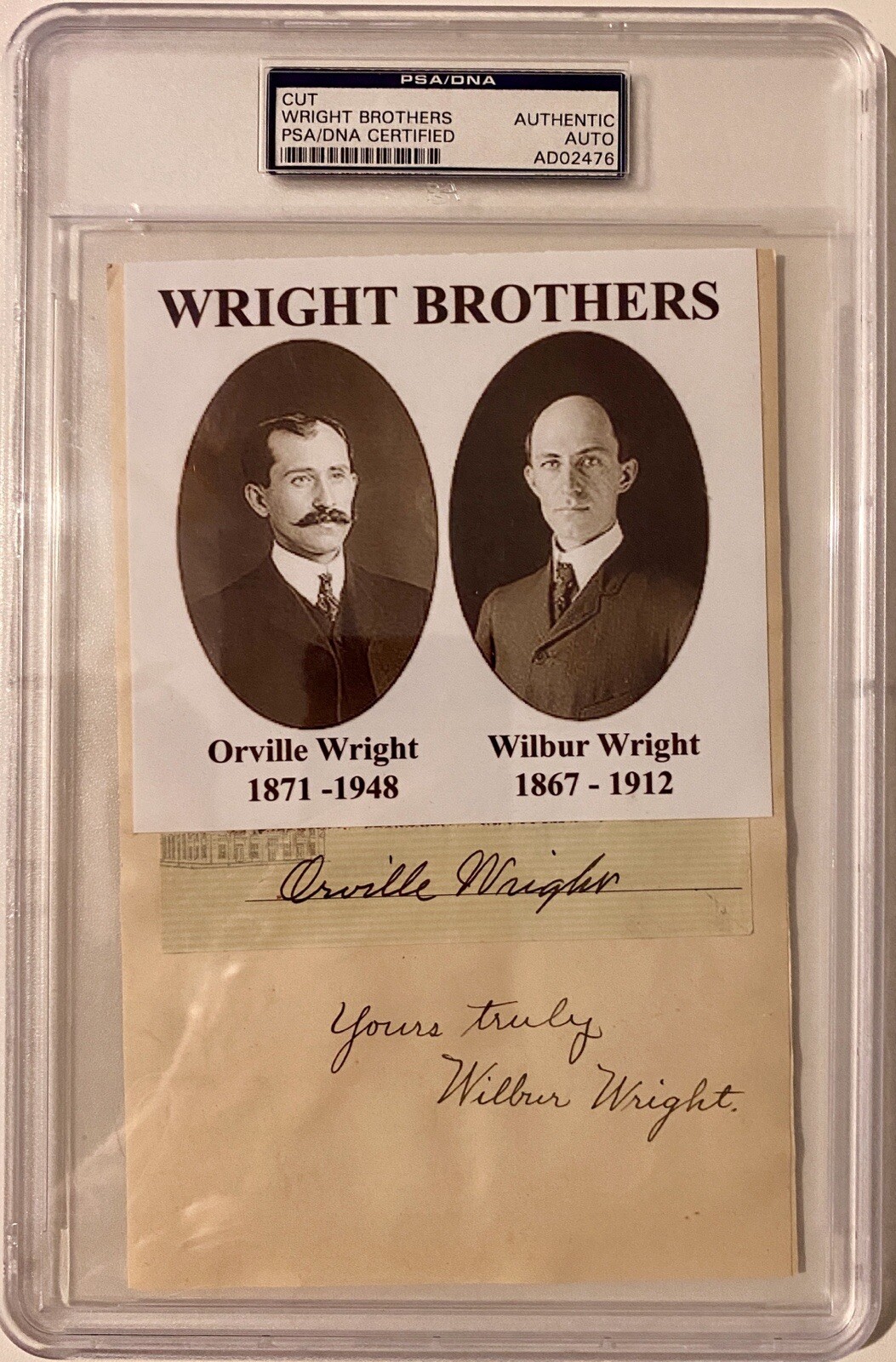 Orville & Wilbur - Wright Brothers Signed Piece - PSA Orville & Wilbur - Wright Brothers Signed Piece - PSA