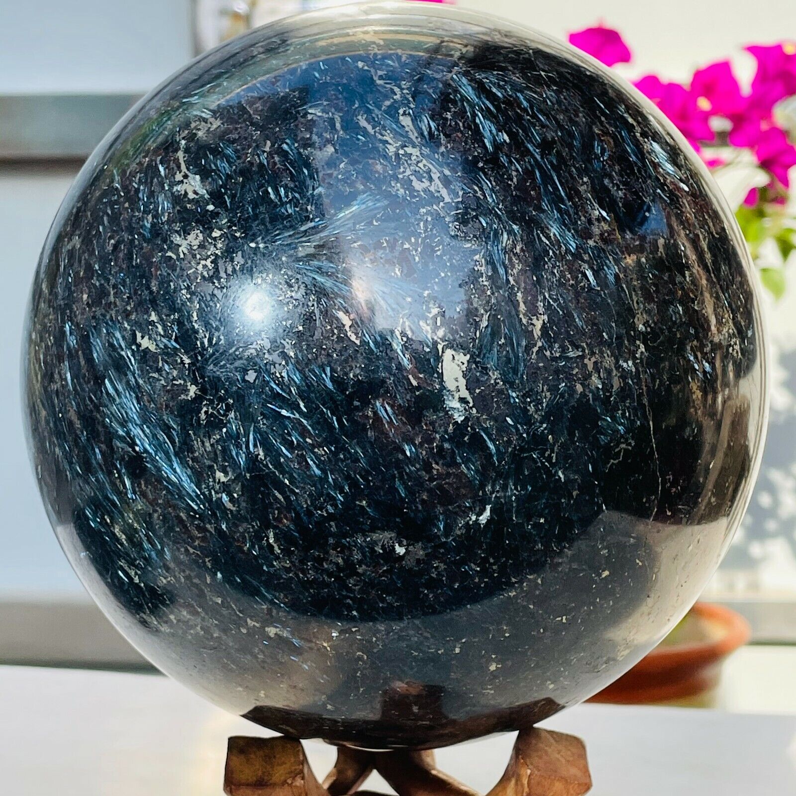 15.87lb Large Natural Astrophyllite Fireworks Stone Quartz Crystal Sphere
