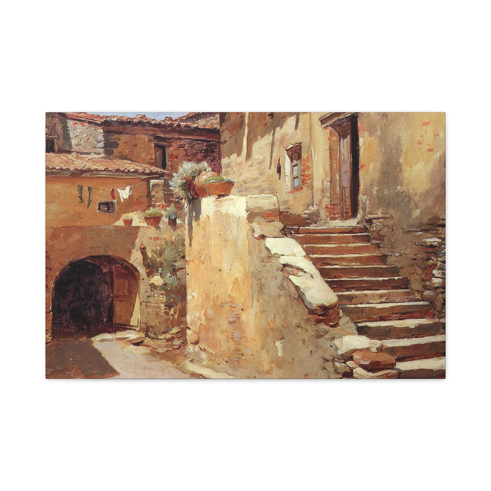 Frank Duveneck (1848-1919) italian courtyard 1886-1887 - Canvas Wall Art