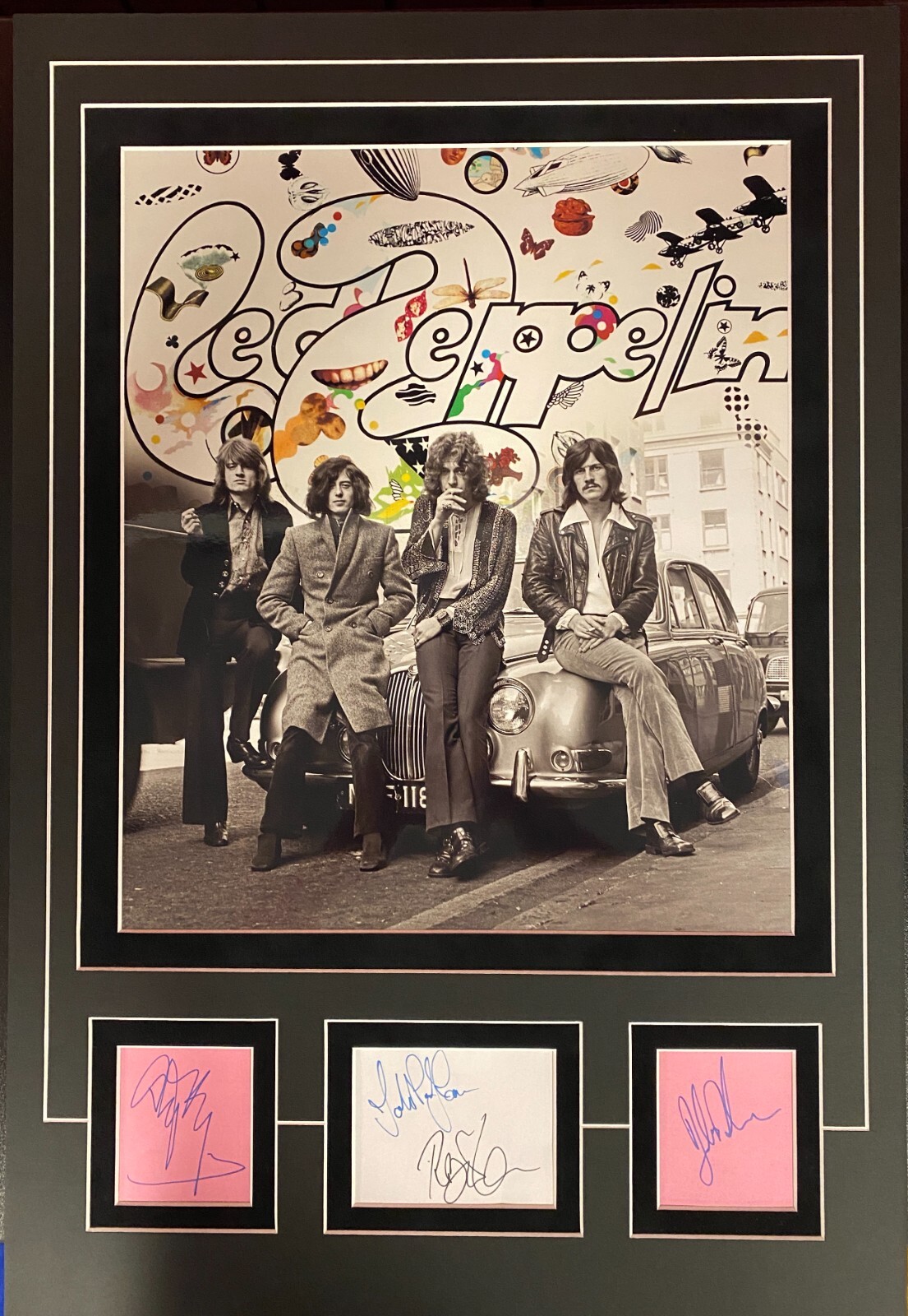 LED ZEPPELIN SIGNED ALBUM PAGES WITH DISPLAY - JSA LETTER - JOHN BOHNAM  RARE
