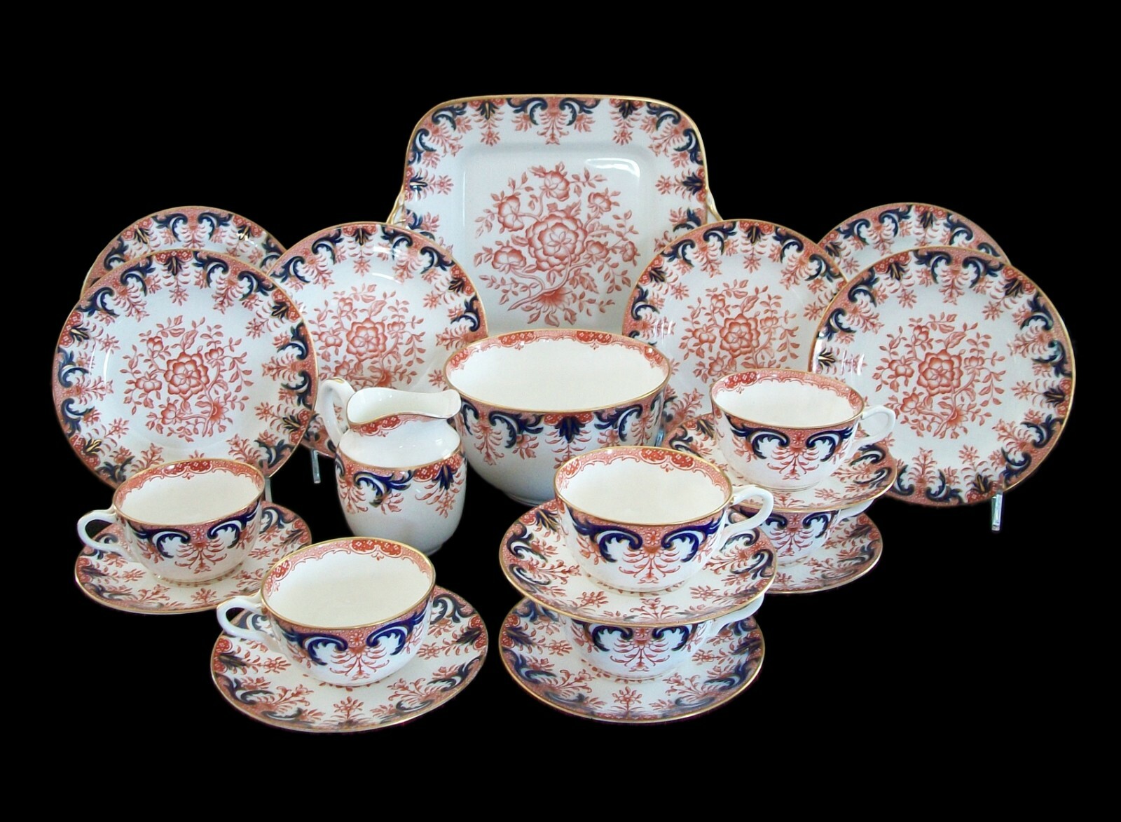WEDGWOOD - Rare Antique Transferware & Flow Blue Luncheon Set - U.K. - C.1900 WEDGWOOD - Rare Antique Transferware & Flow Blue Luncheon Set - U.K. - C.1900