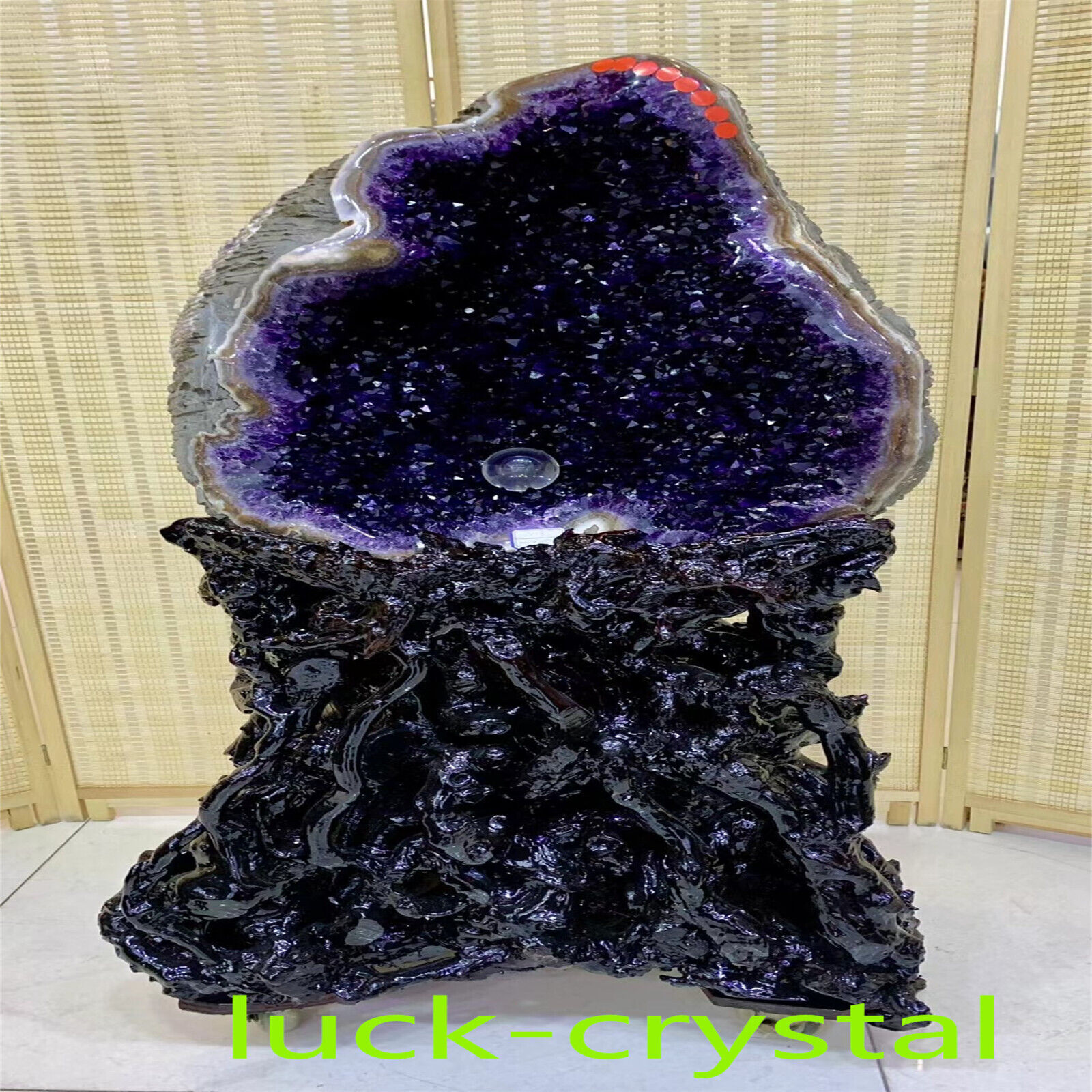 243.87LB Natural Amethyst Geode Quartz Cluster Crystal Specimen +Stand 1pc, YL8