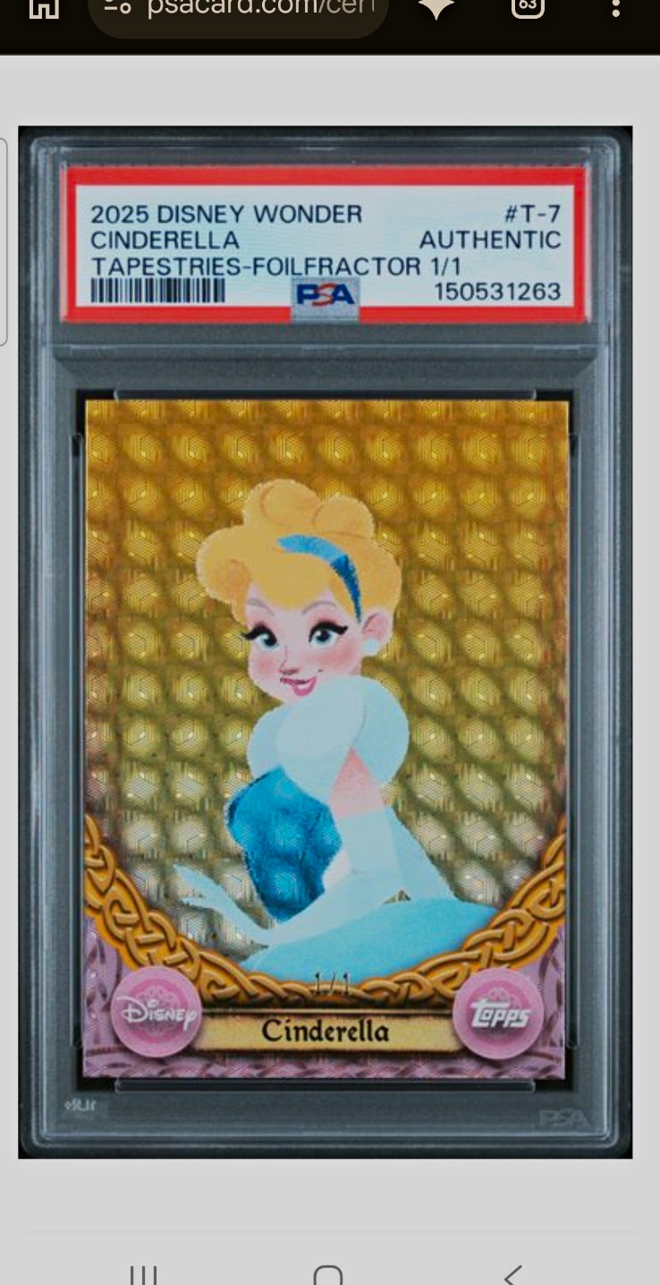 Topps Disney Cinderella 1/1 Amazing Tapestry One Of One Very Unique Cinderella Topps Disney Cinderella 1/1 Amazing Tapestry One Of One Very Unique Cinderella