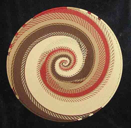 Desert Sands Handmade African Zulu Telephone Wire Basket/Platter LARGE - Kwanzaa