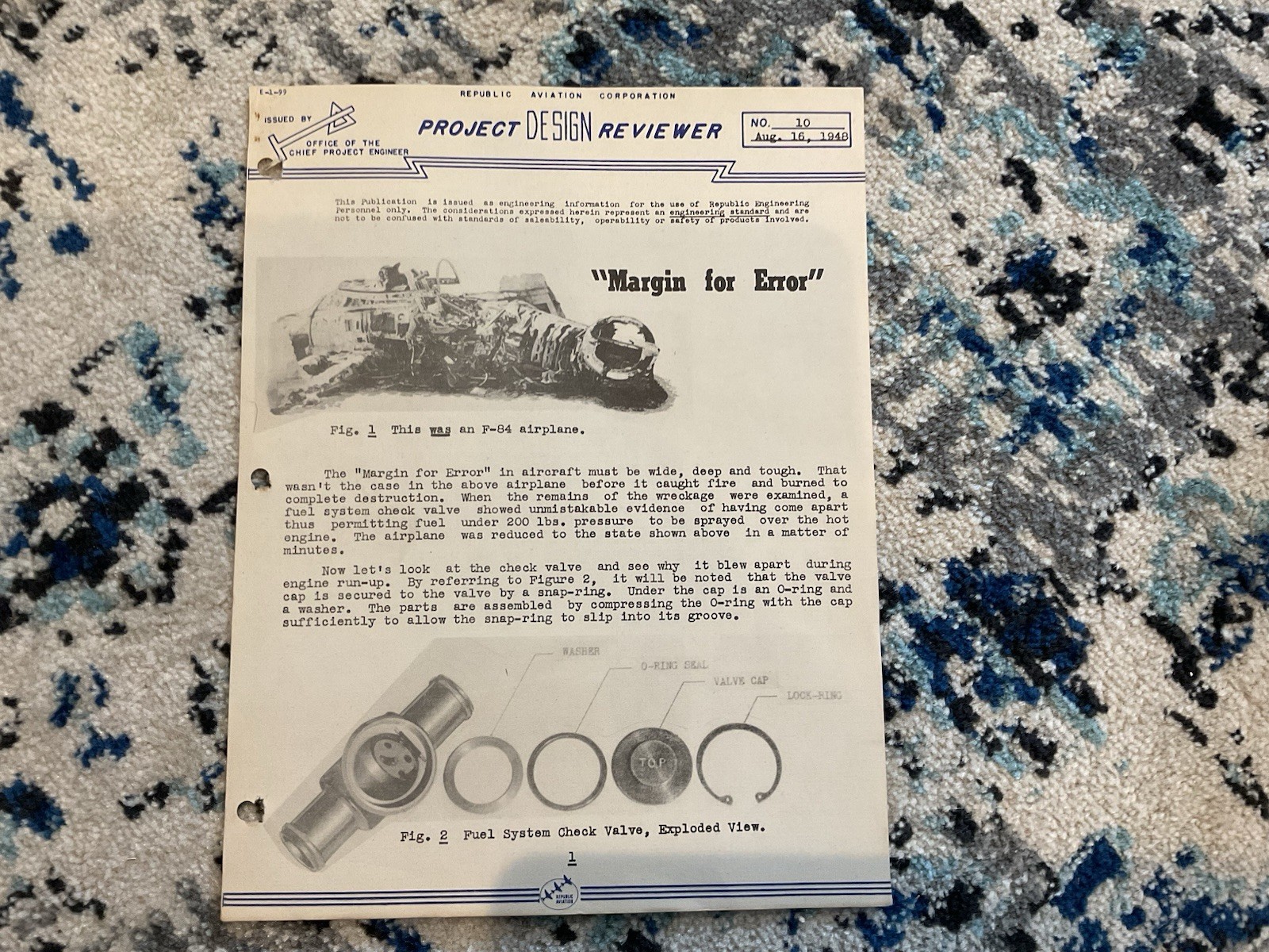 1948 REPUBLIC AVIATION Project Design Reviewer In House Publication F-84 CRASH 1948 REPUBLIC AVIATION Project Design Reviewer In House Publication F-84 CRASH