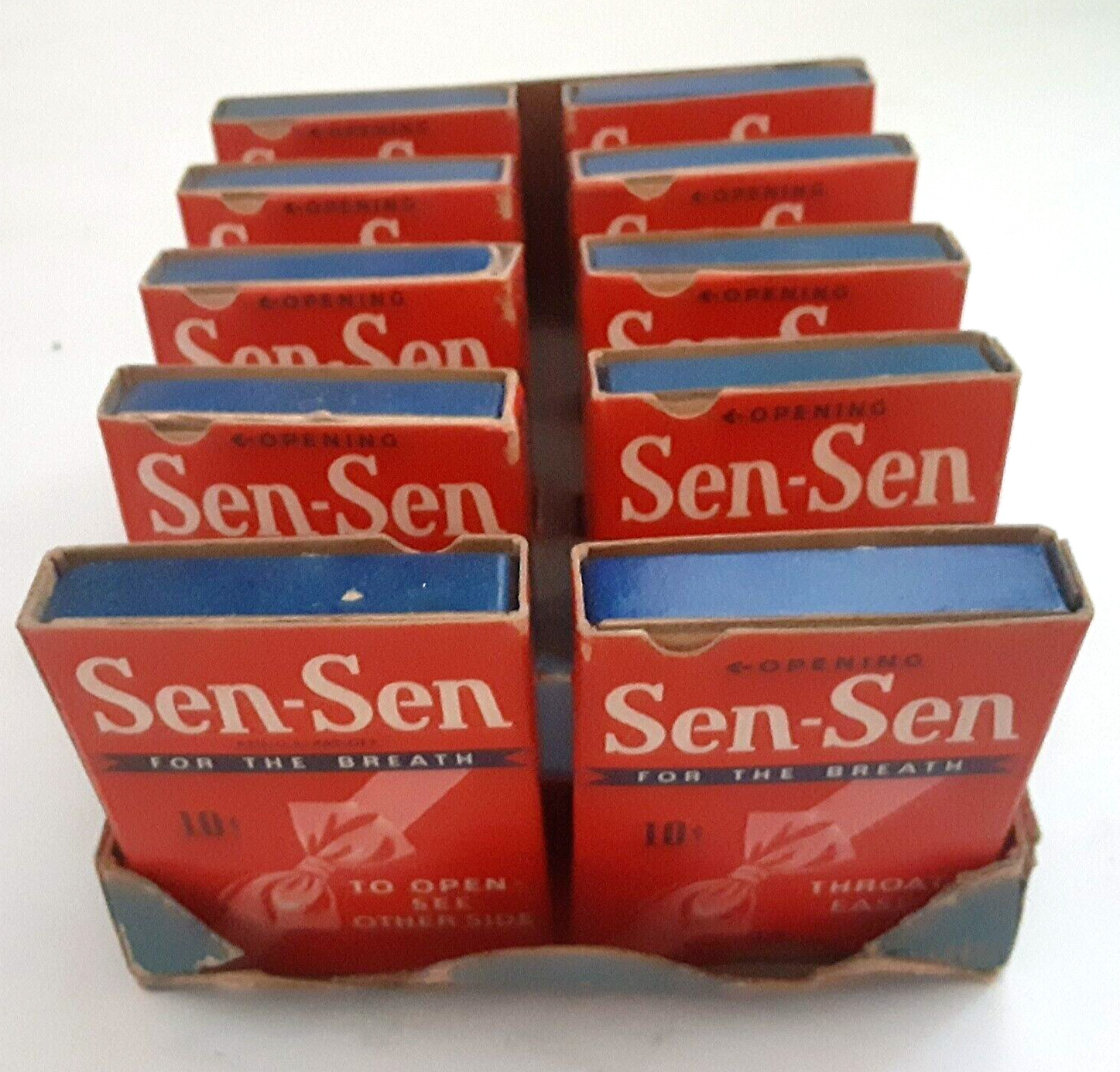 c1910s Sen-Sen Confection Counter Display and 10 Boxes Breath Mints RARE Antique c1910s Sen-Sen Confection Counter Display and 10 Boxes Breath Mints RARE Antique