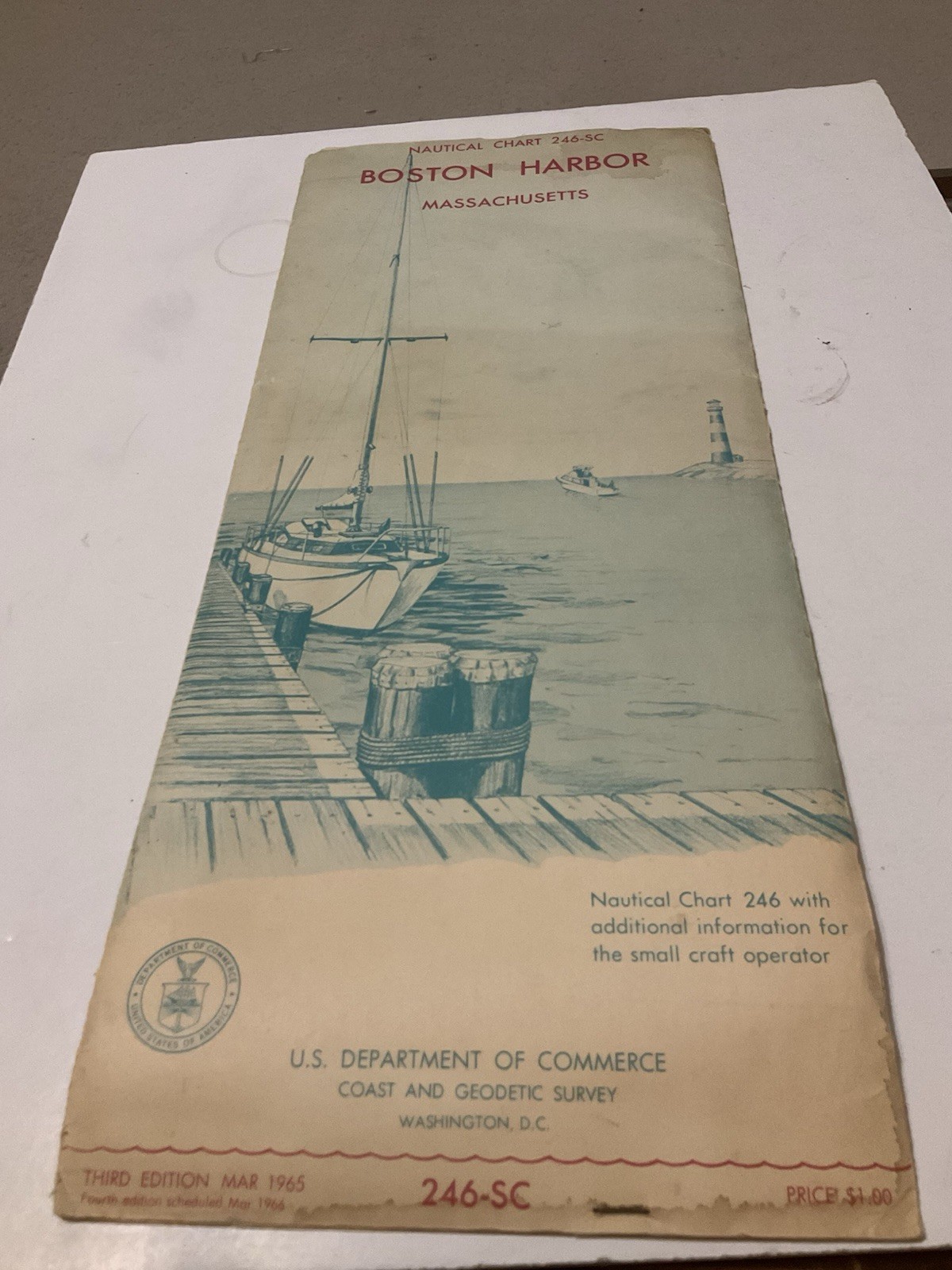HUGE 1965 BOSTON HARBOR NAUTICAL CHART US DEPT. OF COMMERCE 246-SC 36X51.5 HUGE 1965 BOSTON HARBOR NAUTICAL CHART US DEPT. OF COMMERCE 246-SC 36X51.5