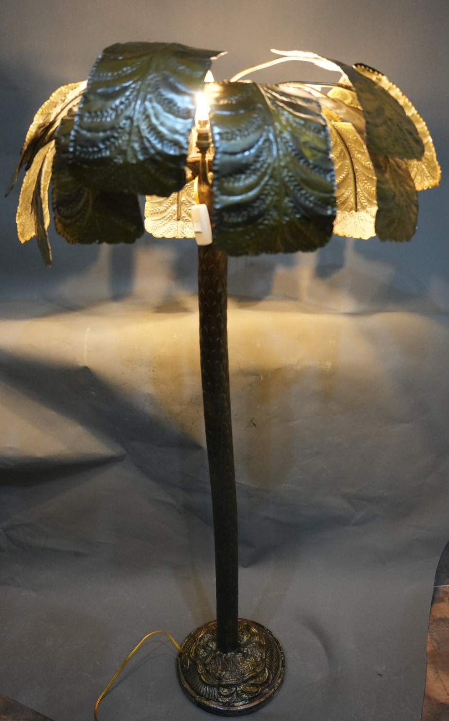 Brutalist Brass Palm Tree Floor Lamp 1920 Hollywood Regency Maison Jansen Style Brutalist Brass Palm Tree Floor Lamp 1920 Hollywood Regency Maison Jansen Style