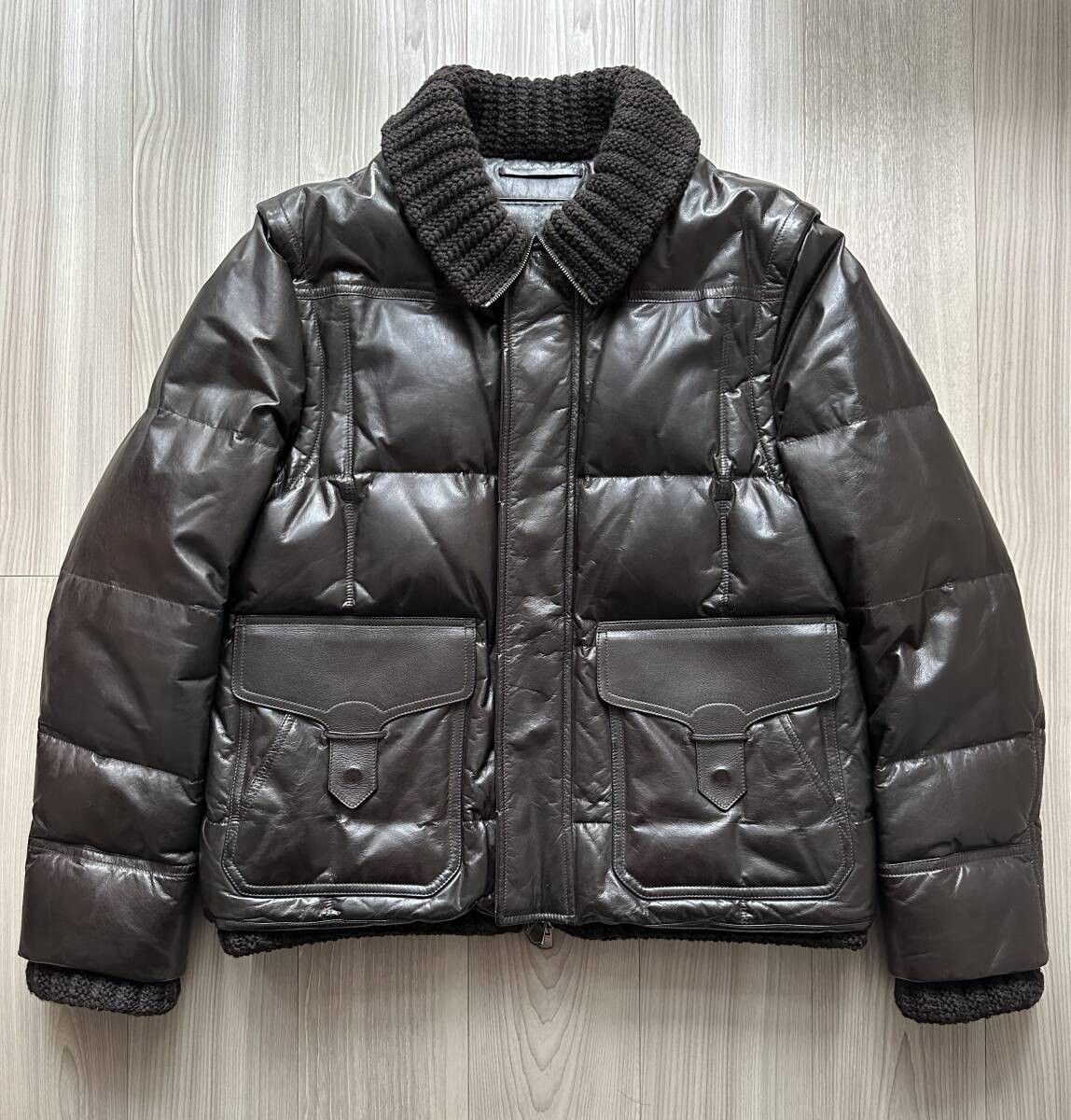 Super Rare Berluti Patine Kangaroo Leather Down Jacket Vest Super Rare Berluti Patine Kangaroo Leather Down Jacket Vest