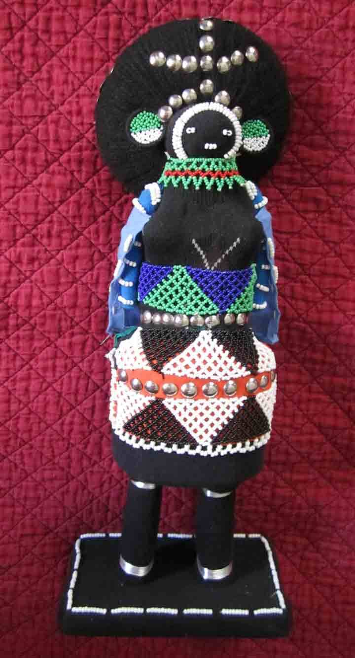 Hand Beaded African Zulu Amachunu Matron (Makoti) Doll #3 16
