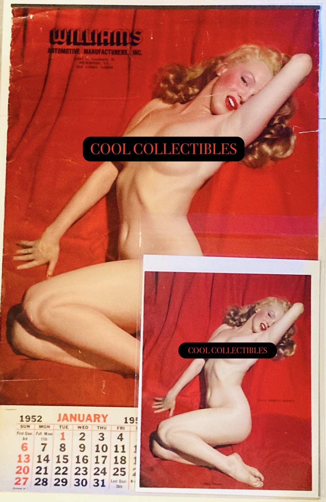 Marilyn Monroe Calendar 1952 Vintage Pinup #1 Golden Dreams LARGEST MADE RARE