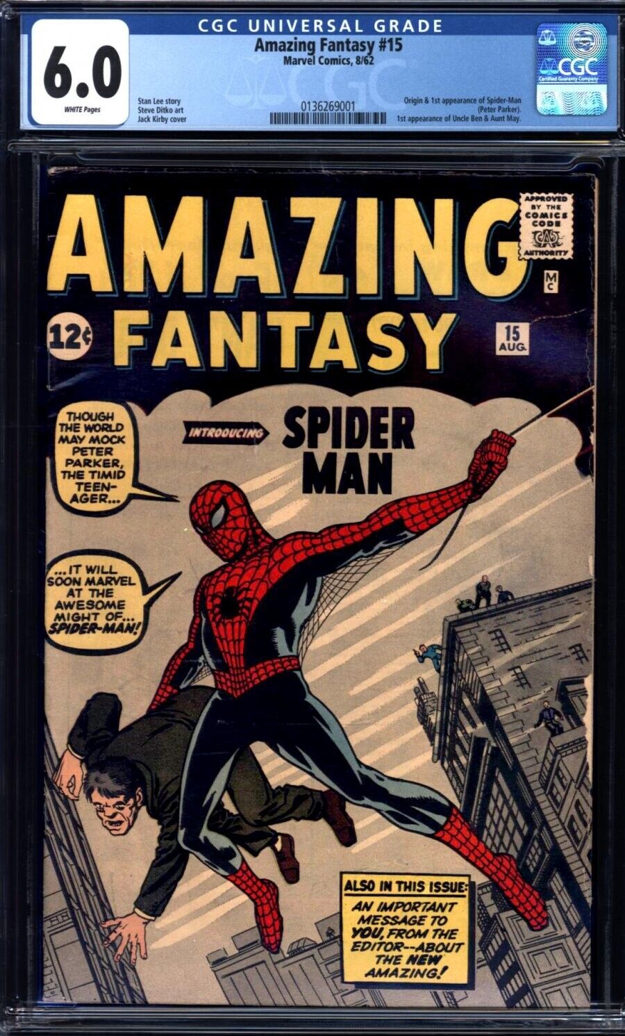 Extremely Rare White Pages Amazing Fantasy 15 - 1st Spider-man Appearance