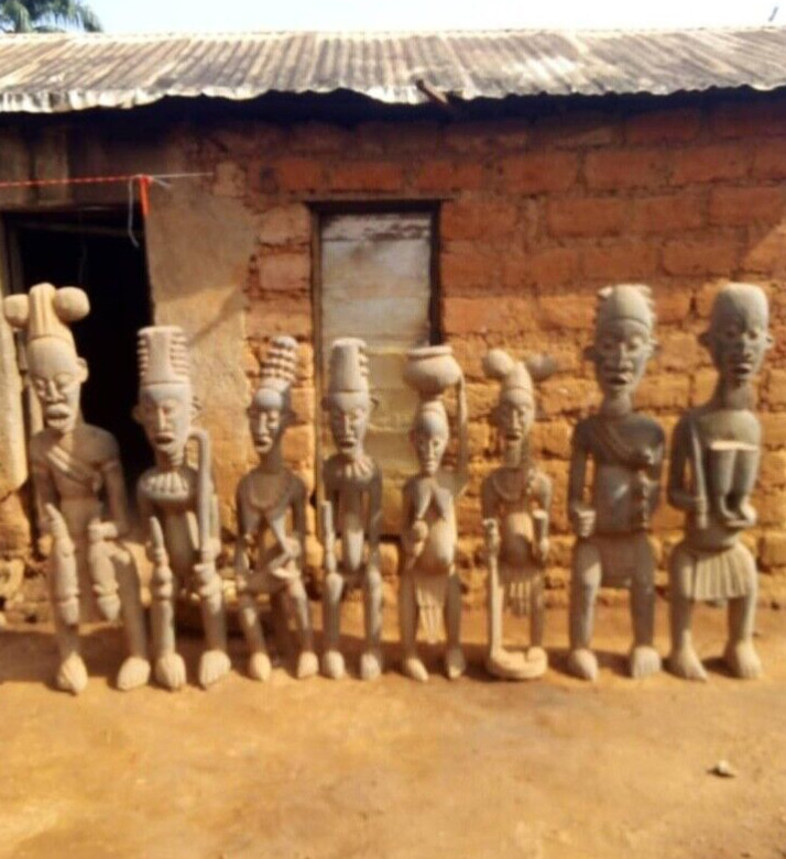 8 West Africa Antique Wooden Statues with Gov Cert of Authenticity